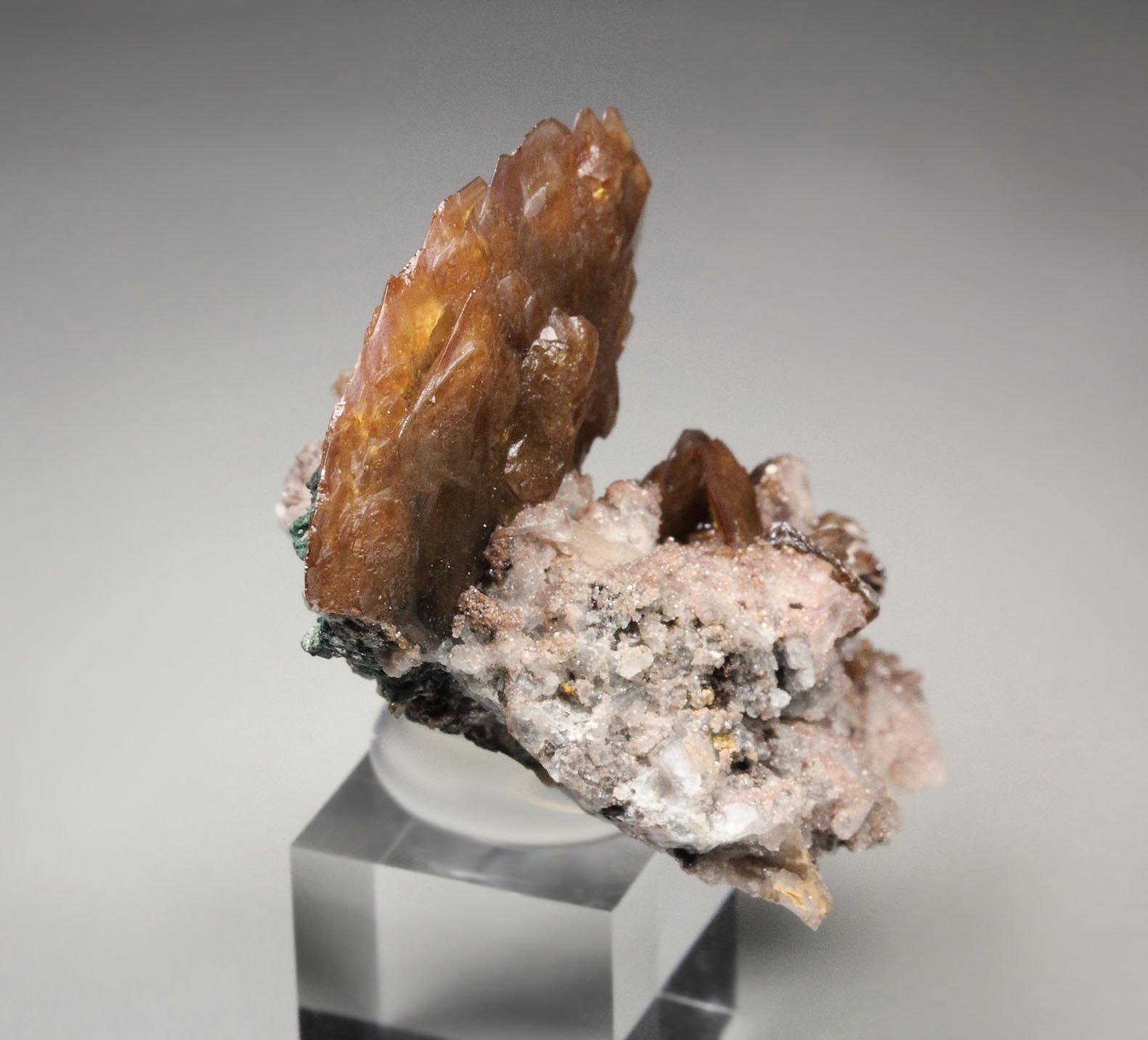 WULFENITE, MALACHITE