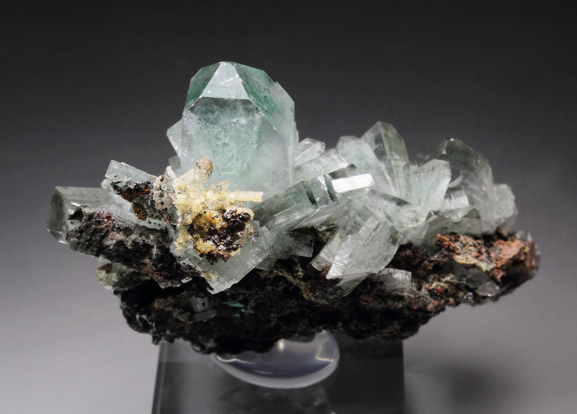 BARYTE with  MALACHITE inclusions