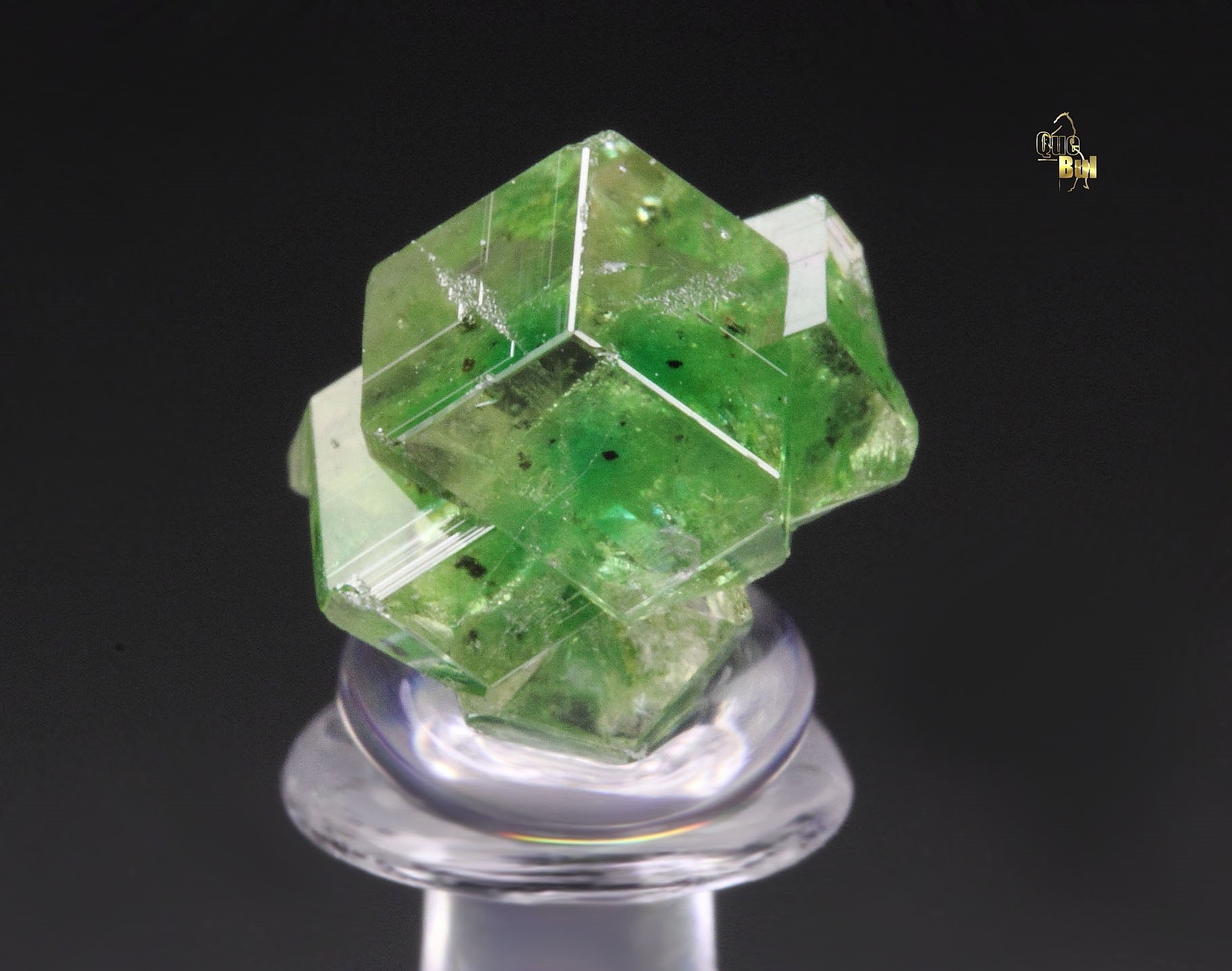 gem GARNET var. GROSSULAR with GREEN CHROMIAN PHANTOMS