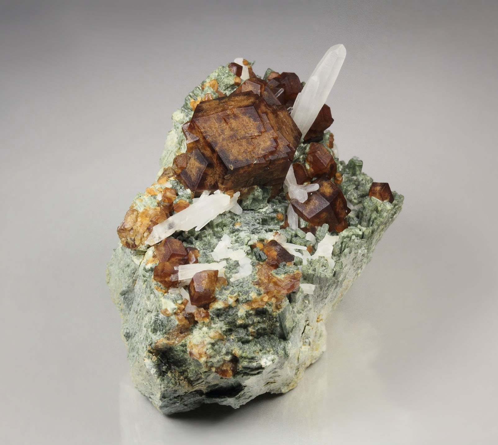 GARNET var. ANDRADITE, HEDENBERGITE, QUARTZ