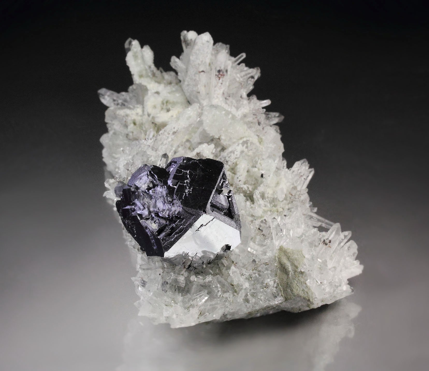 skeletal GALENA, QUARTZ var. JAPAN LAW TWIN, CALCITE