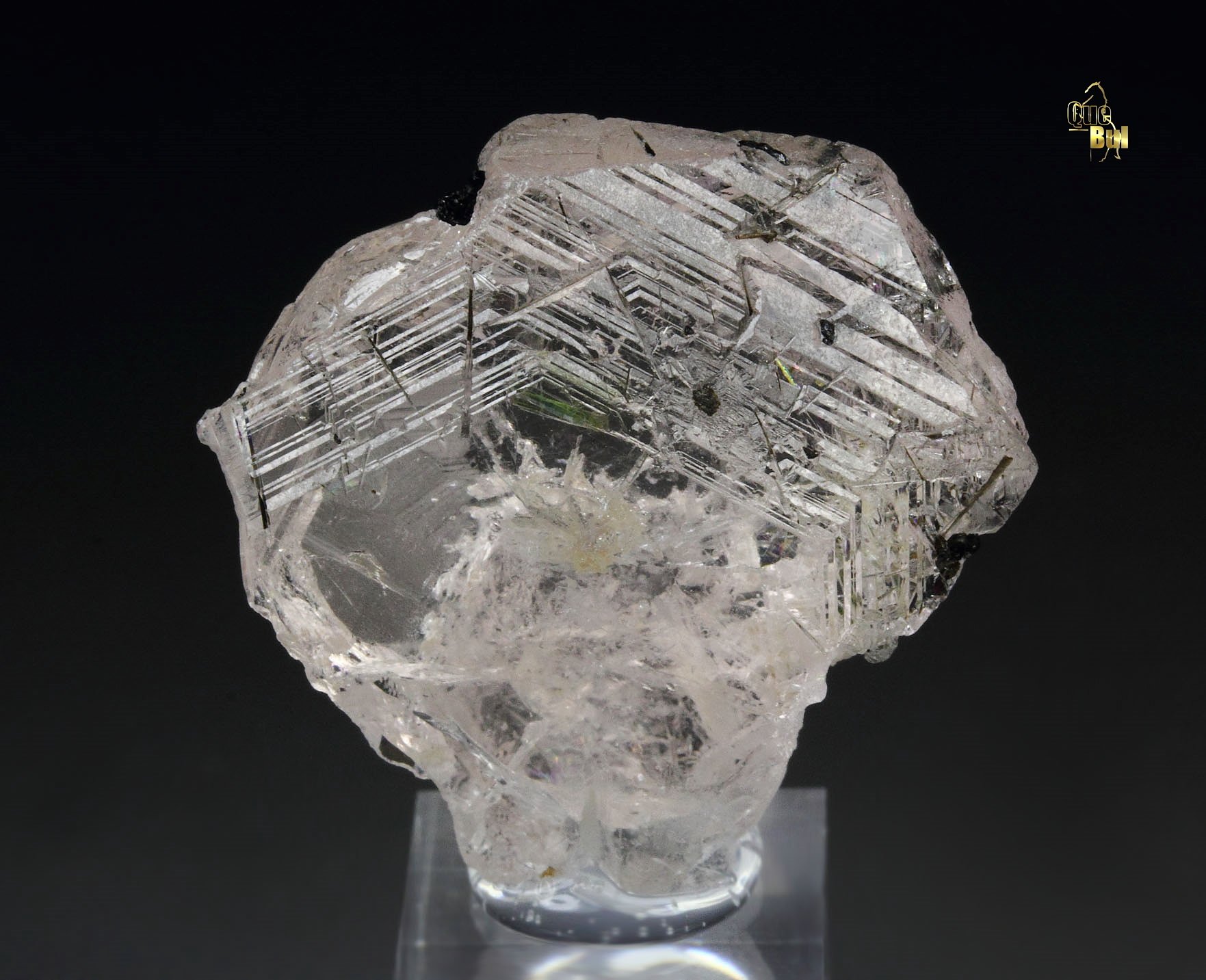 gem BERYL var. MORGANITE with TOURMALINE inclusions