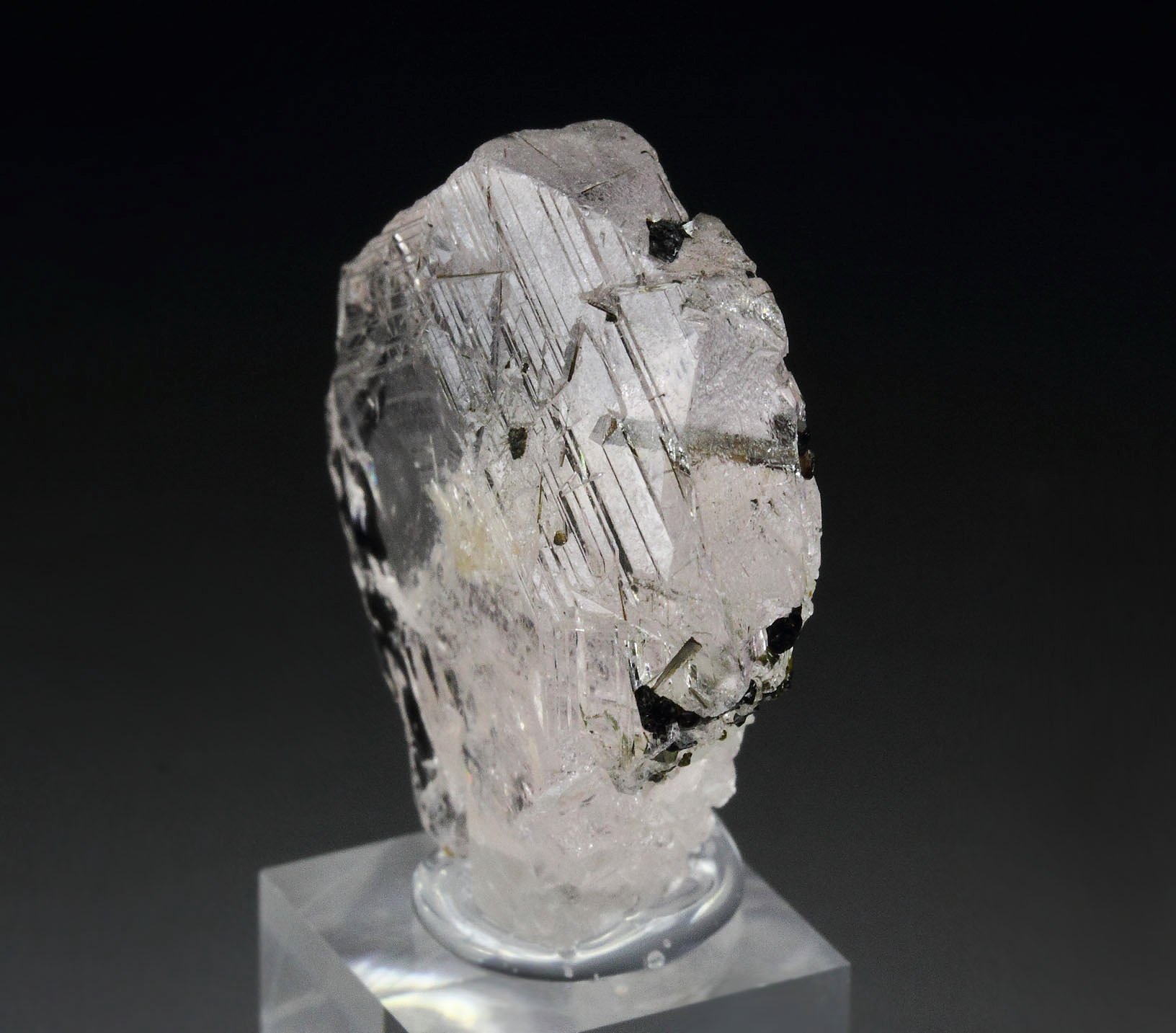 gem BERYL var. MORGANITE with TOURMALINE inclusions