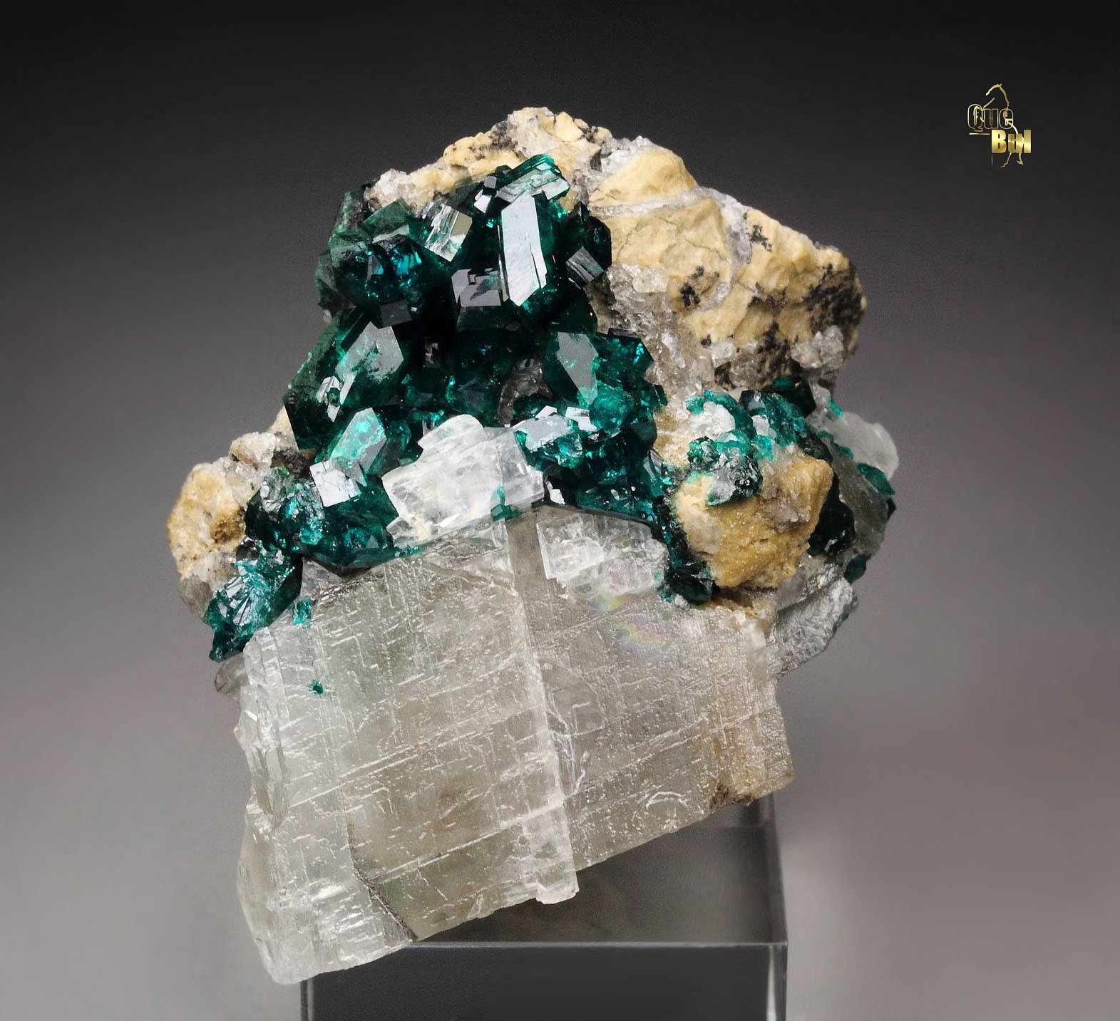 gemmy DIOPTASE, CALCITE