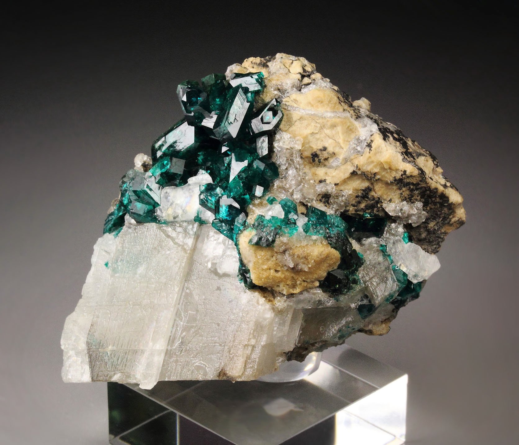 gemmy DIOPTASE, CALCITE