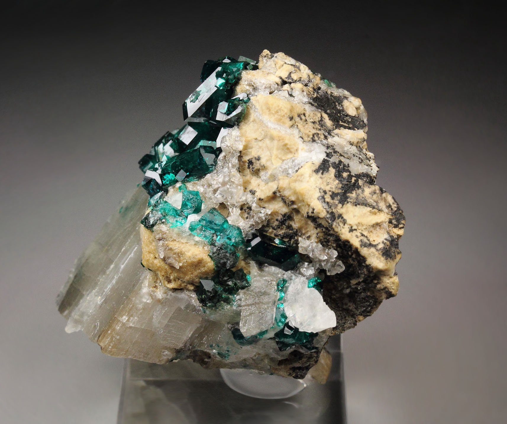 gemmy DIOPTASE, CALCITE