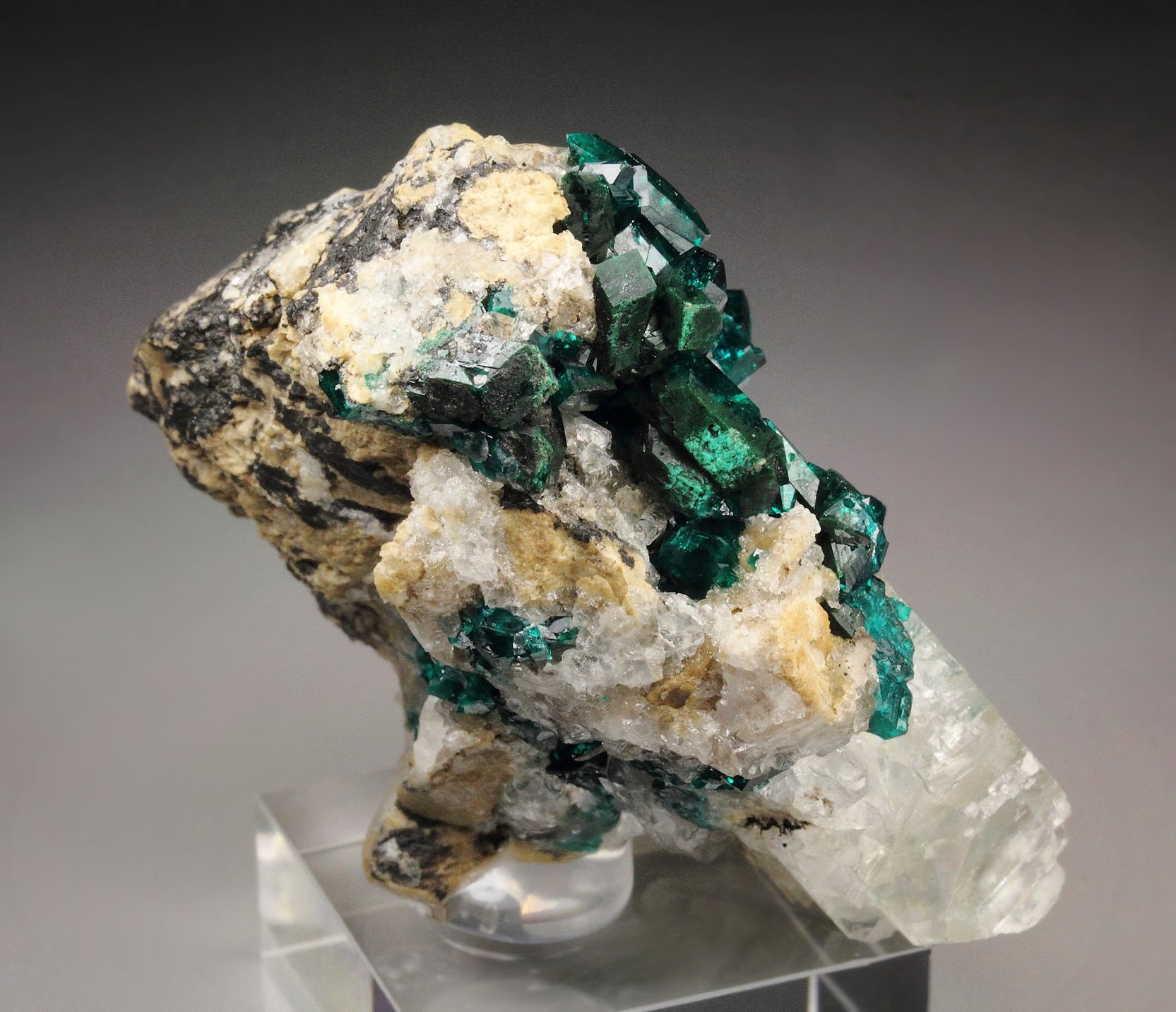 gemmy DIOPTASE, CALCITE