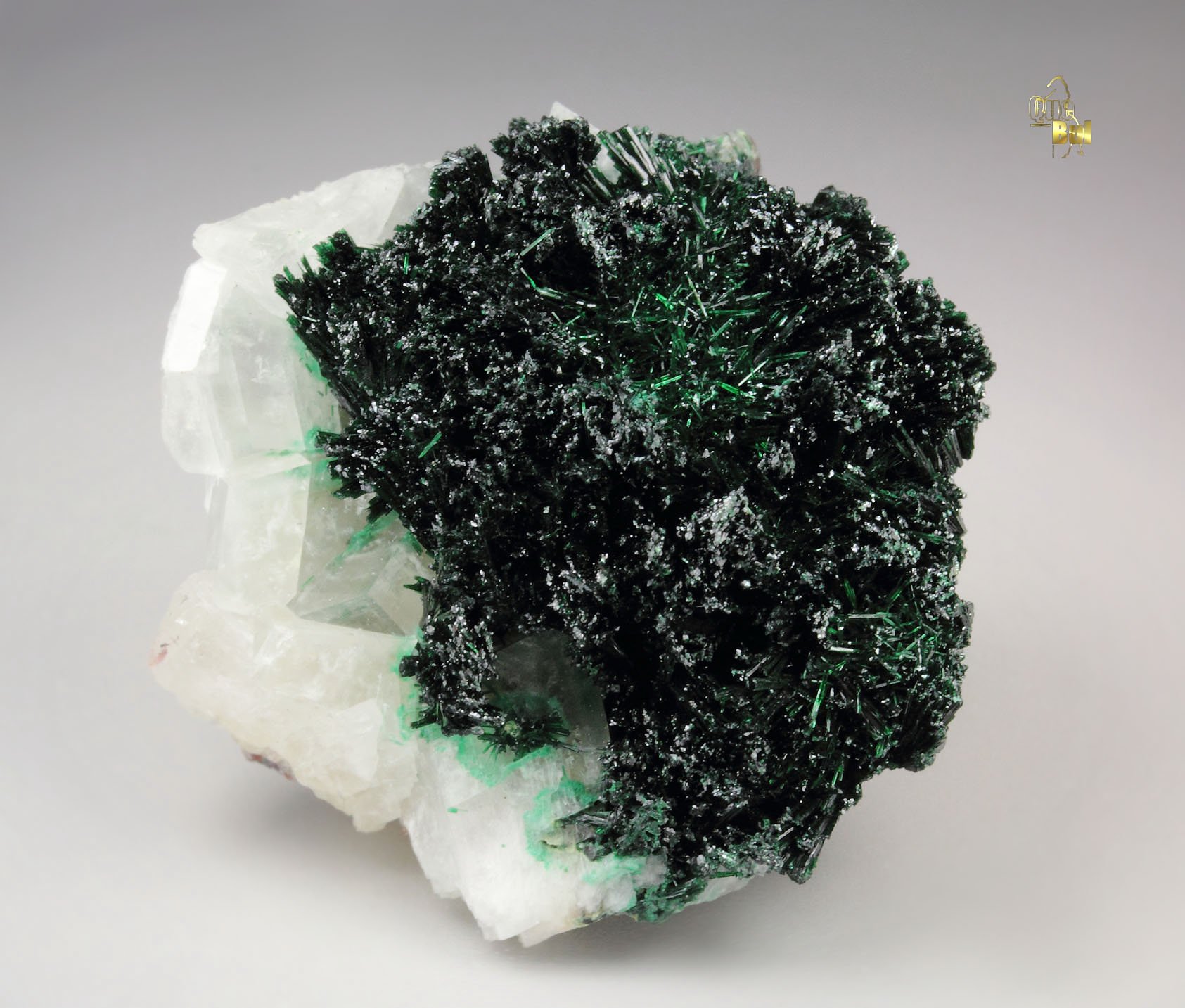 crystallized MALACHITE, CALCITE