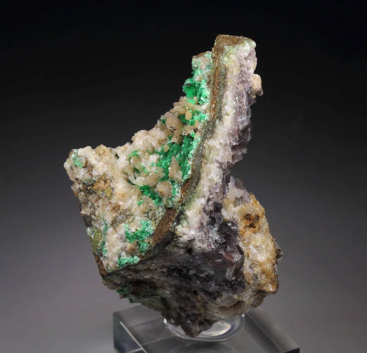 ANNABERGITE, FLUORITE, CALCITE