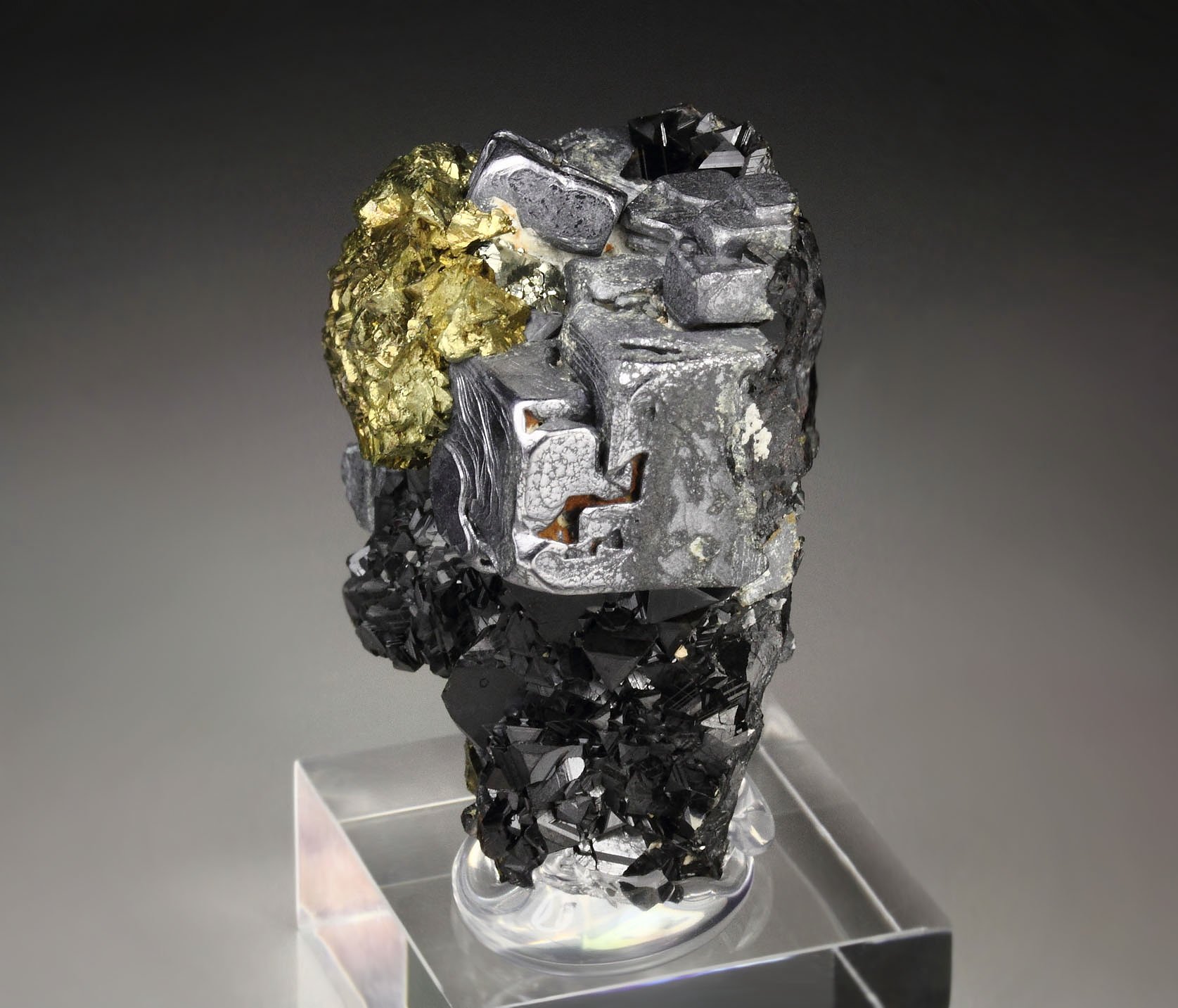 CHALCOPYRITE, skeletal GALENA, SPHALERITE