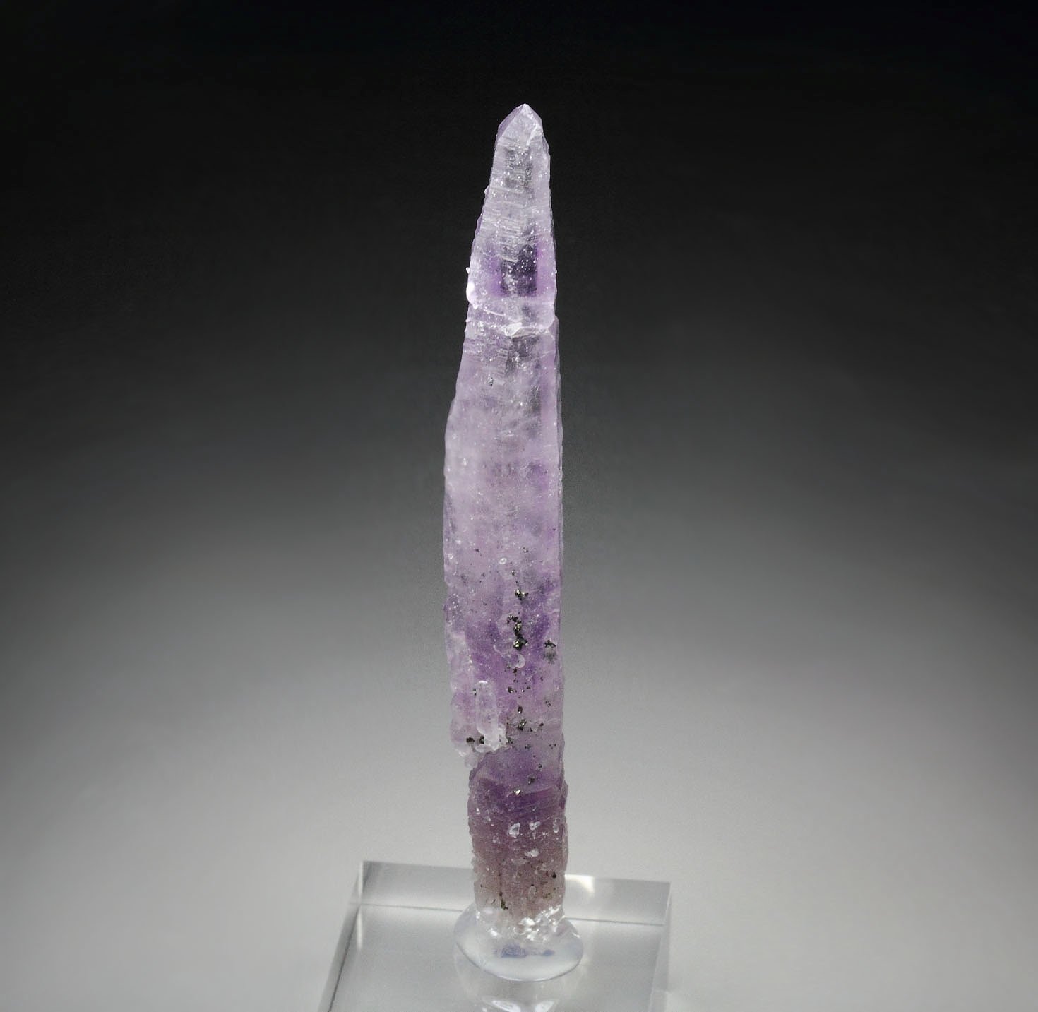 bi-terminated QUARTZ var. AMETHYST scepter, PYRITE