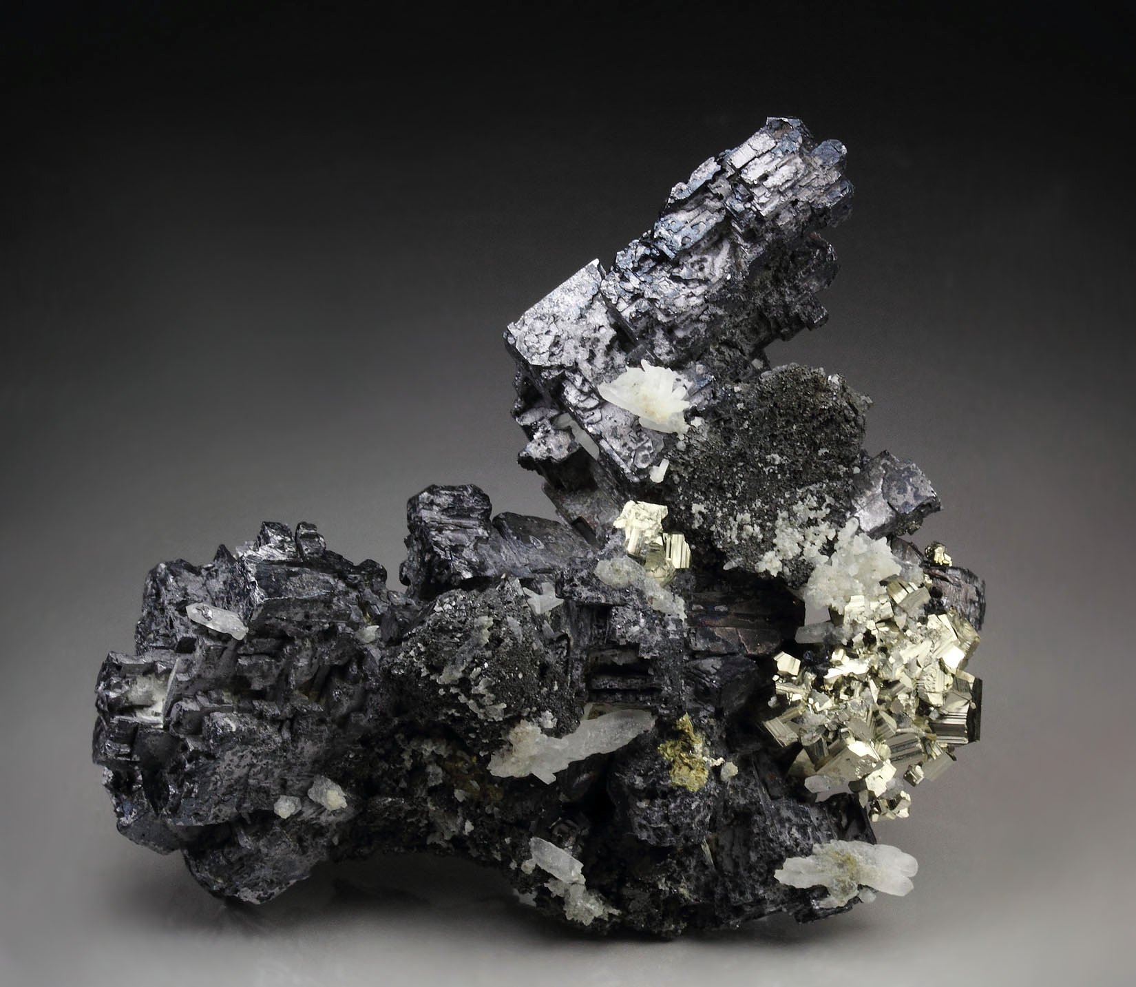 skeletal GALENA, CHALCOPYRITE, PYRITE, SPHALERITE, QUARTZ