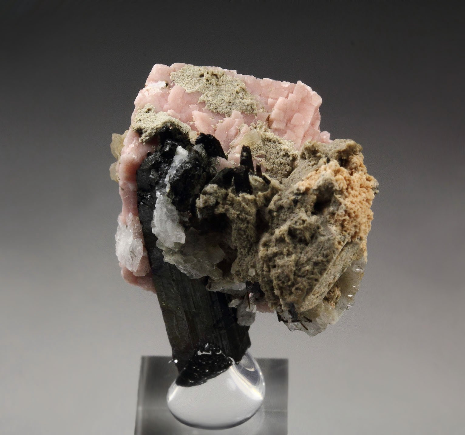 RHODOCHROSITE, AEGIRINE, NATROLITE, ALBITE