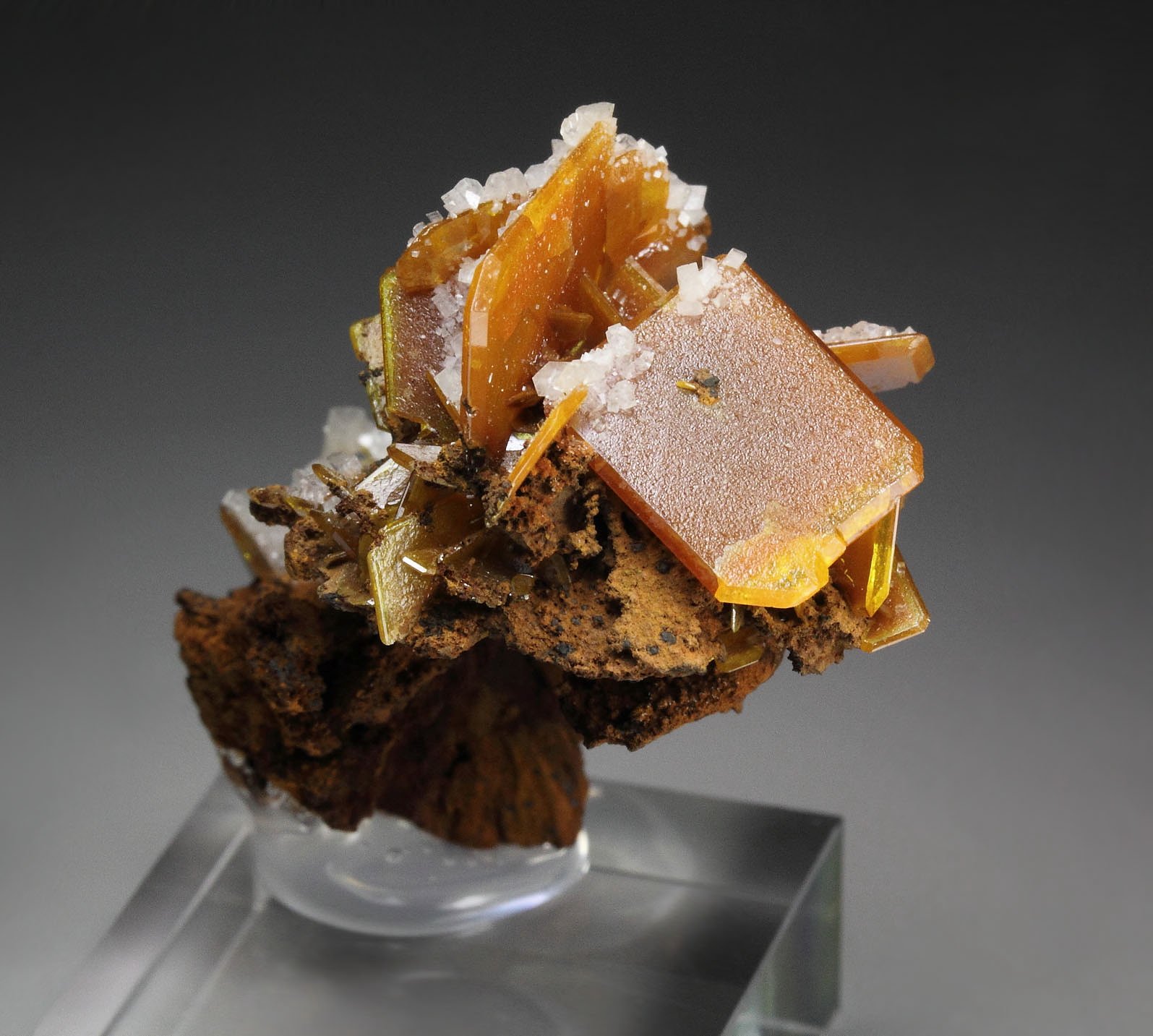 WULFENITE, CALCITE