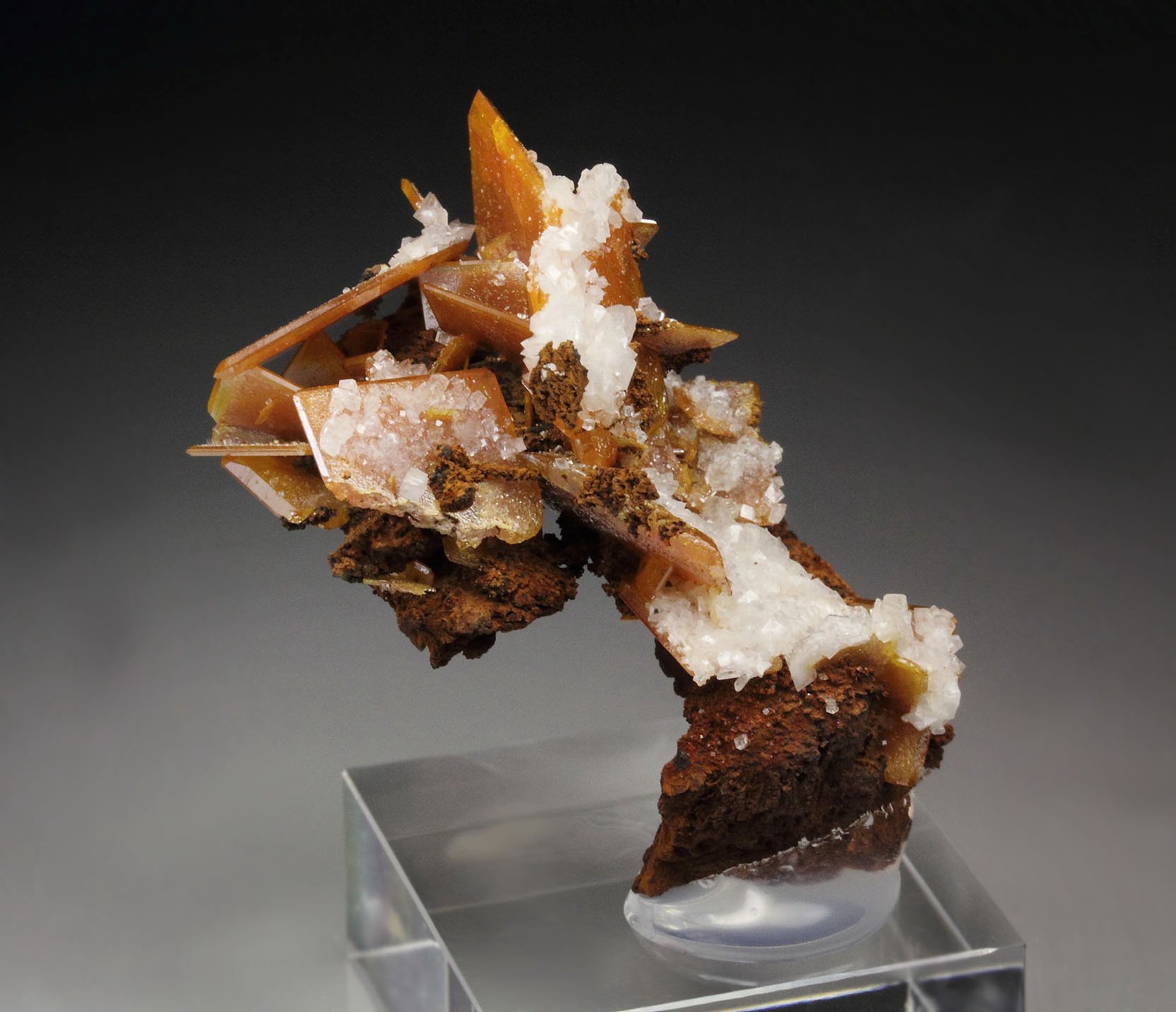 WULFENITE, CALCITE