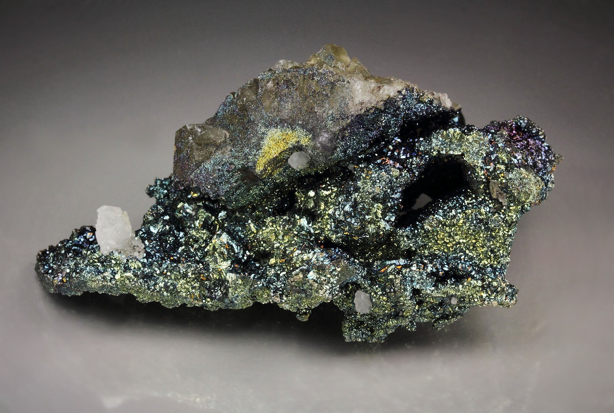 FLUORITE, iridescent PYRITE