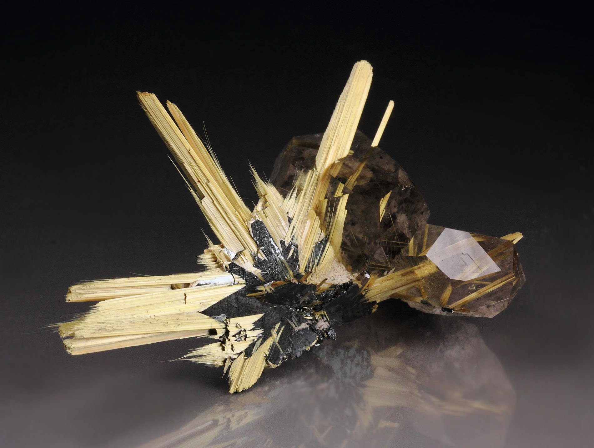 RUTILE, HEMATITE, QUARTZ with RUTILE inclusions