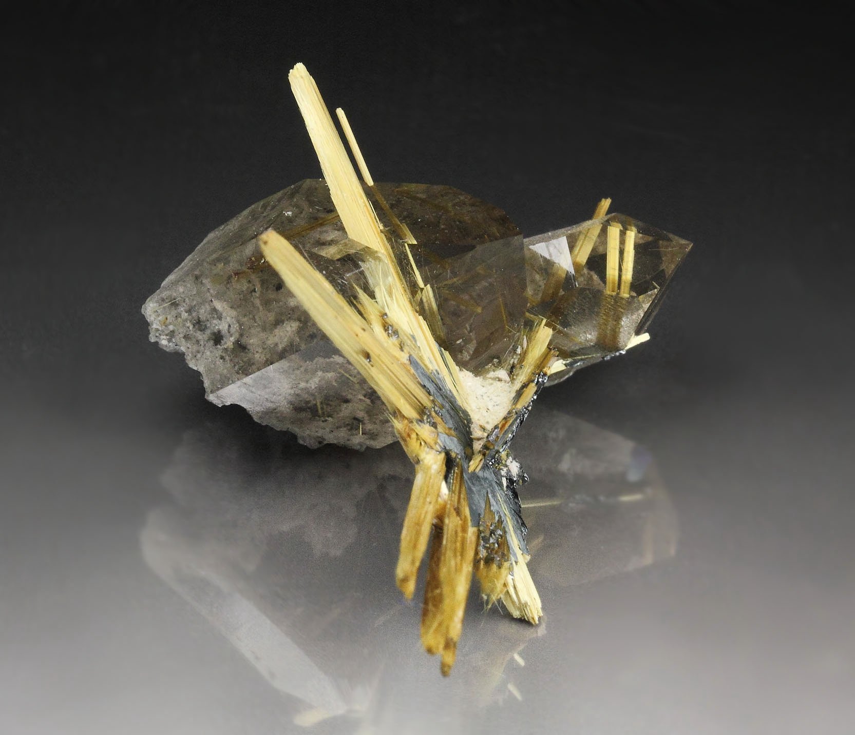 RUTILE, HEMATITE, QUARTZ with RUTILE inclusions