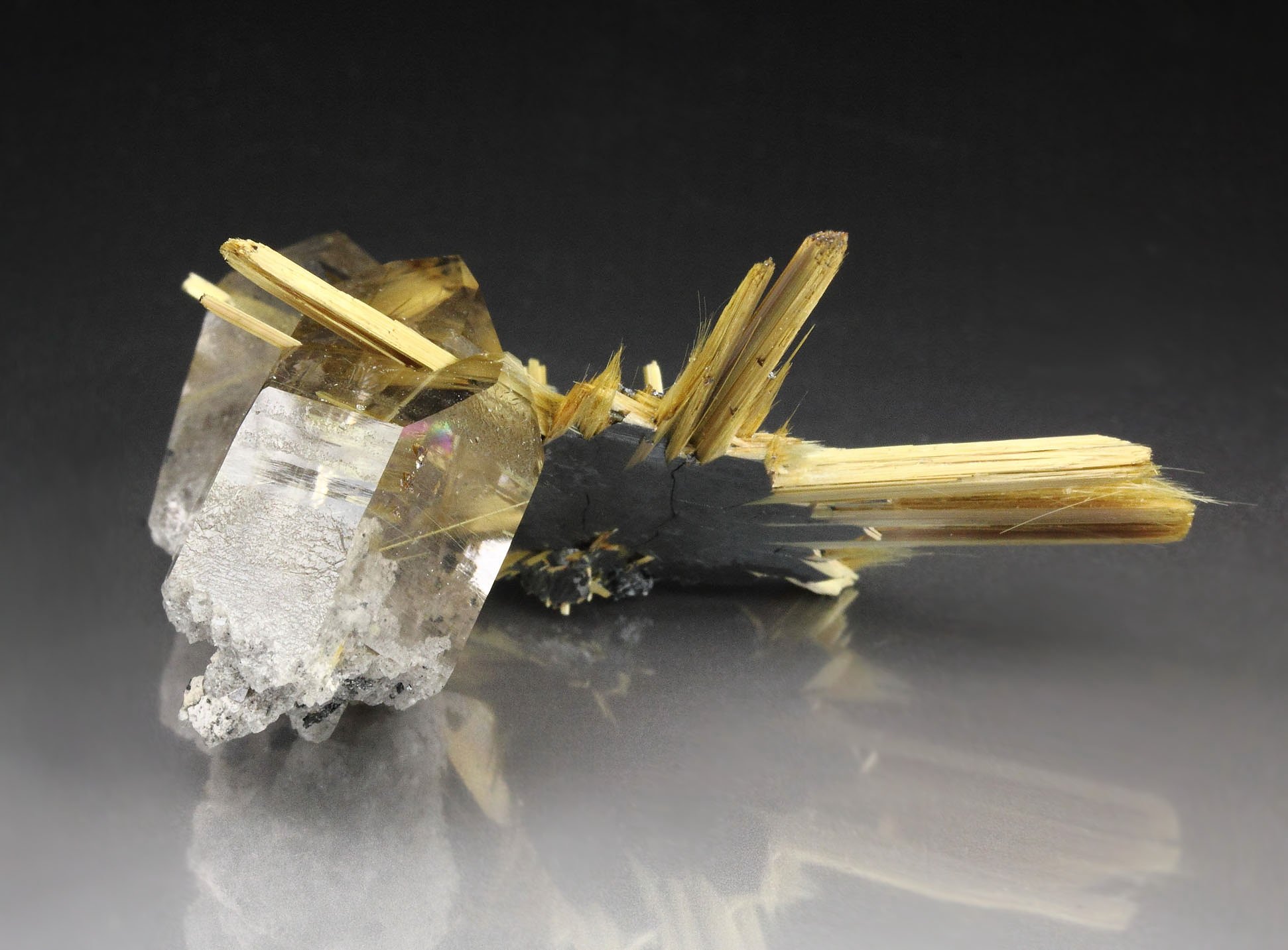 RUTILE, HEMATITE, QUARTZ with RUTILE inclusions