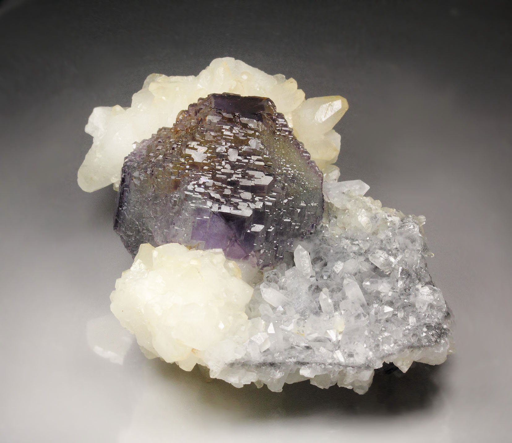 FLUORITE with PHANTOMS, CALCITE, QUARTZ
