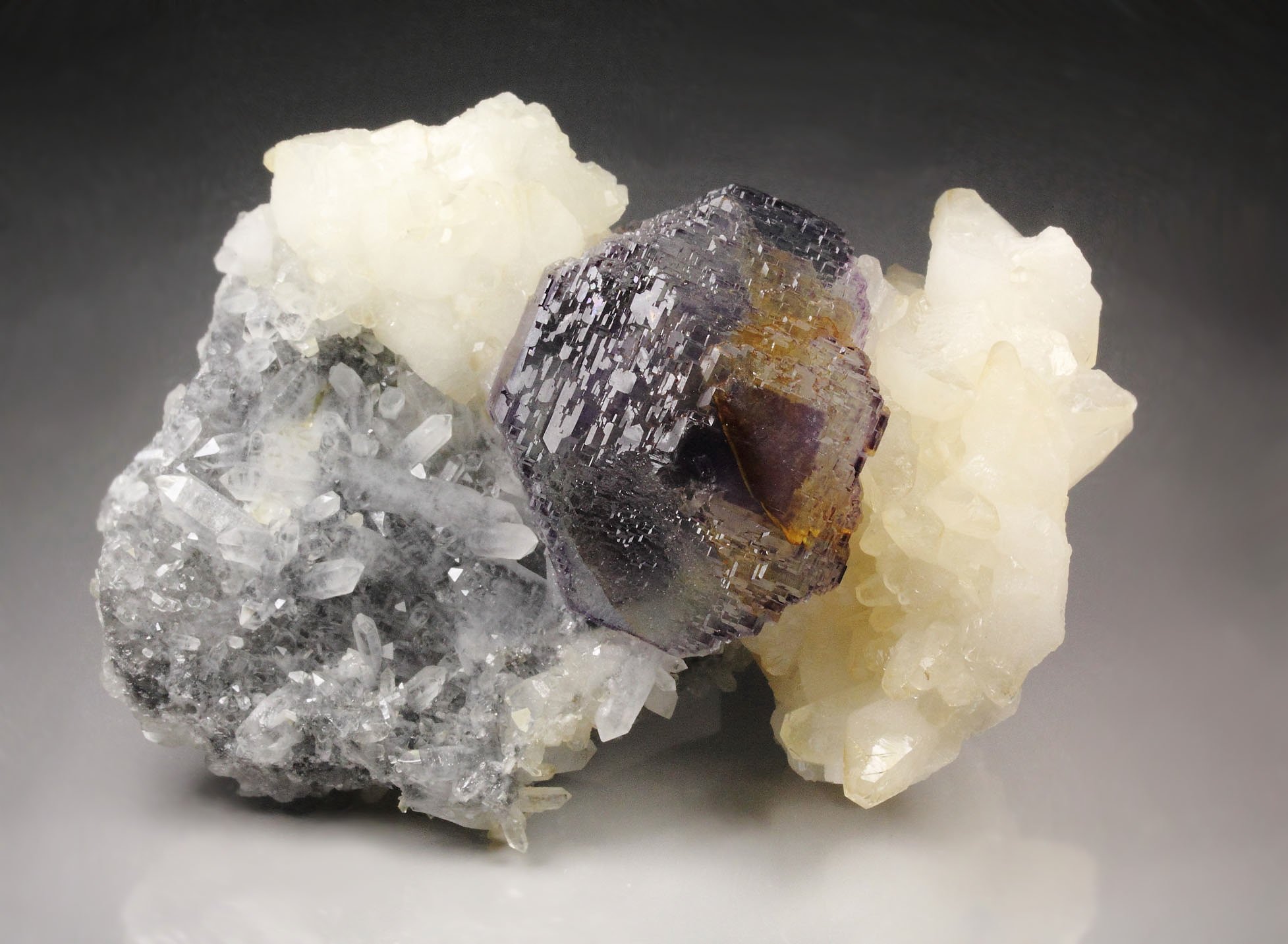 FLUORITE with PHANTOMS, CALCITE, QUARTZ