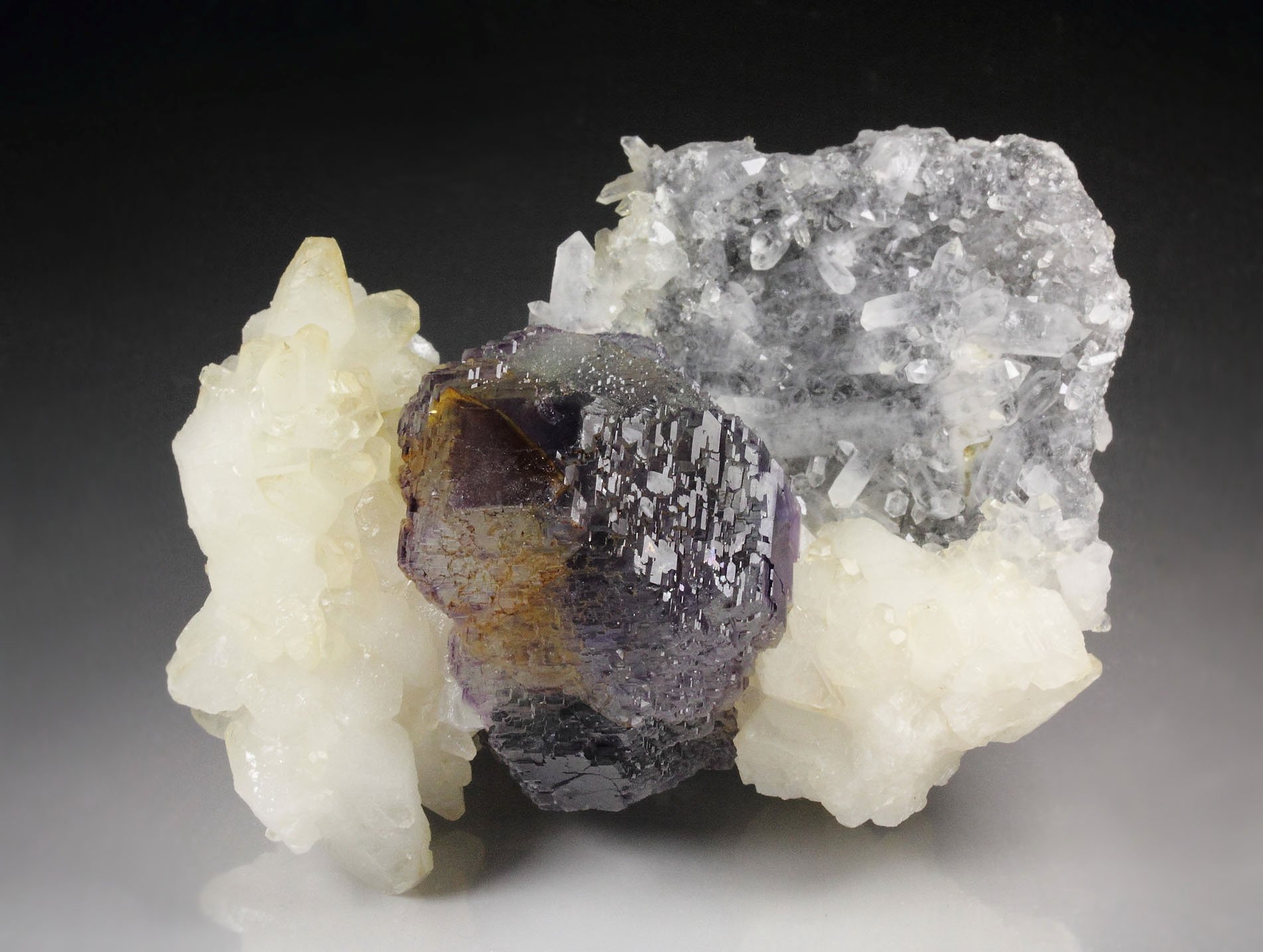 FLUORITE with PHANTOMS, CALCITE, QUARTZ