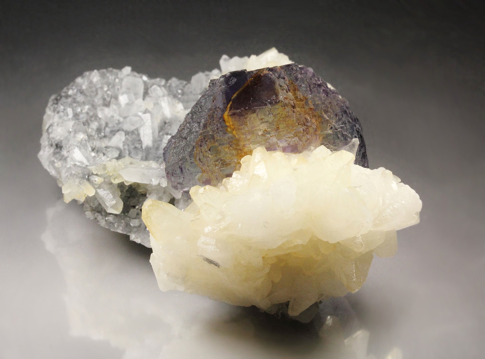 FLUORITE with PHANTOMS, CALCITE, QUARTZ