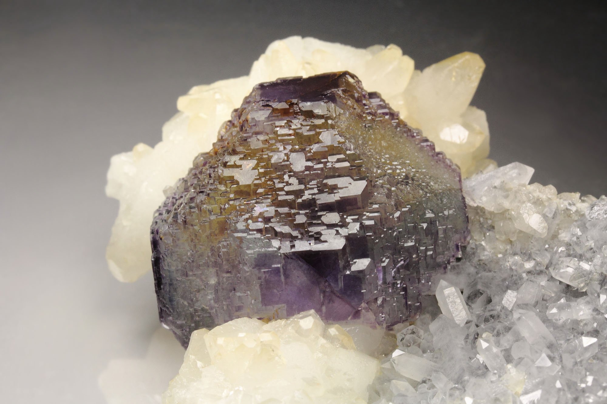 FLUORITE with PHANTOMS, CALCITE, QUARTZ