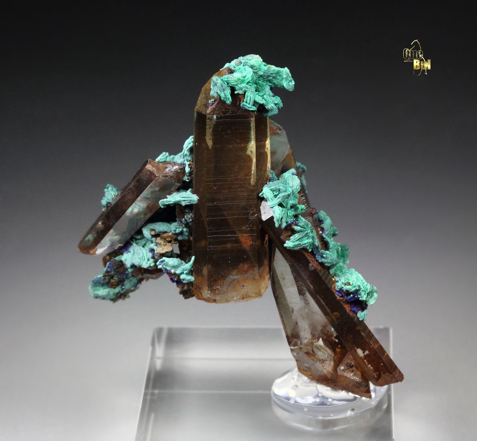 MALACHITE pseudomorph, AZURITE, QUARTZ