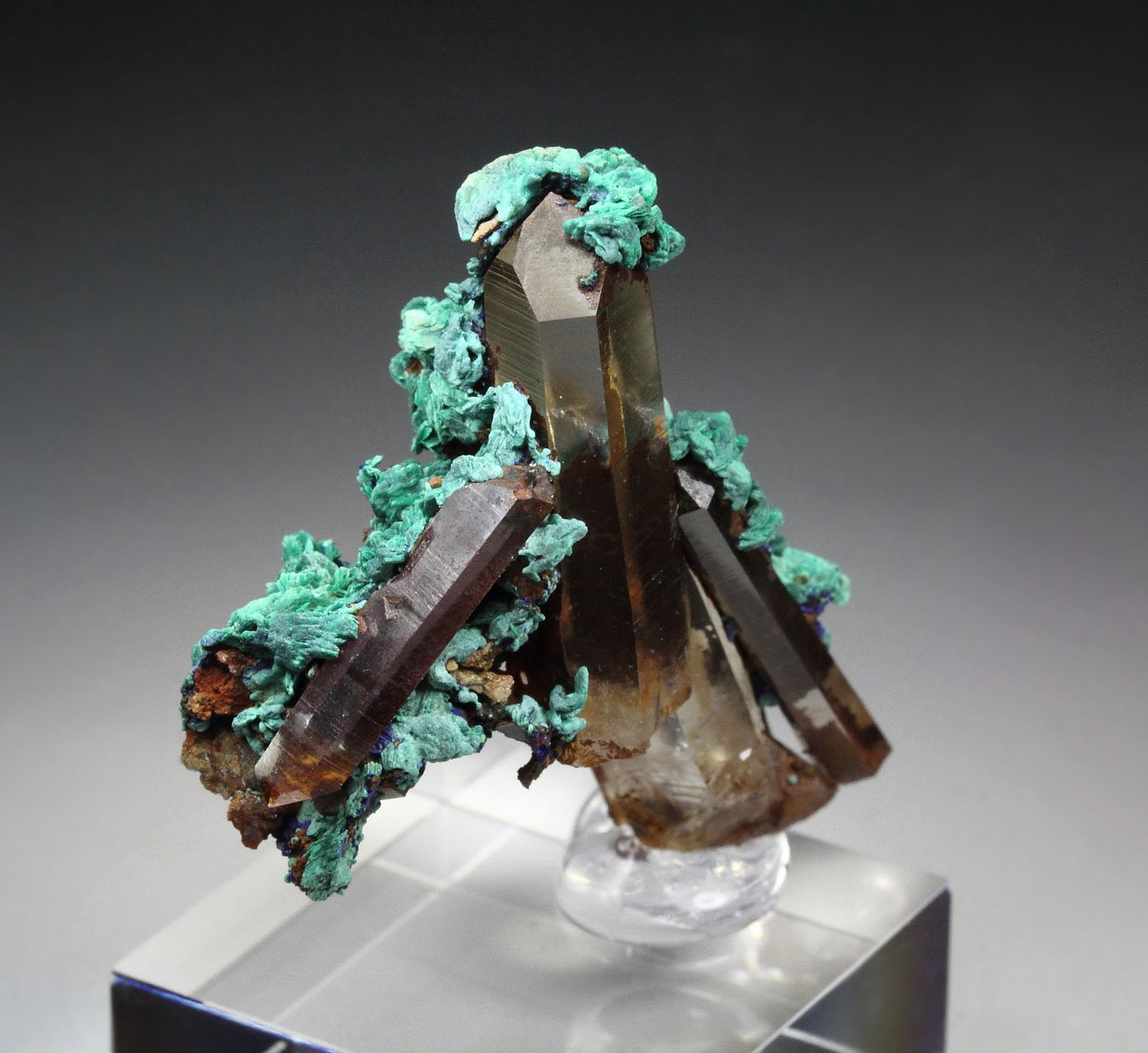 MALACHITE pseudomorph, AZURITE, QUARTZ