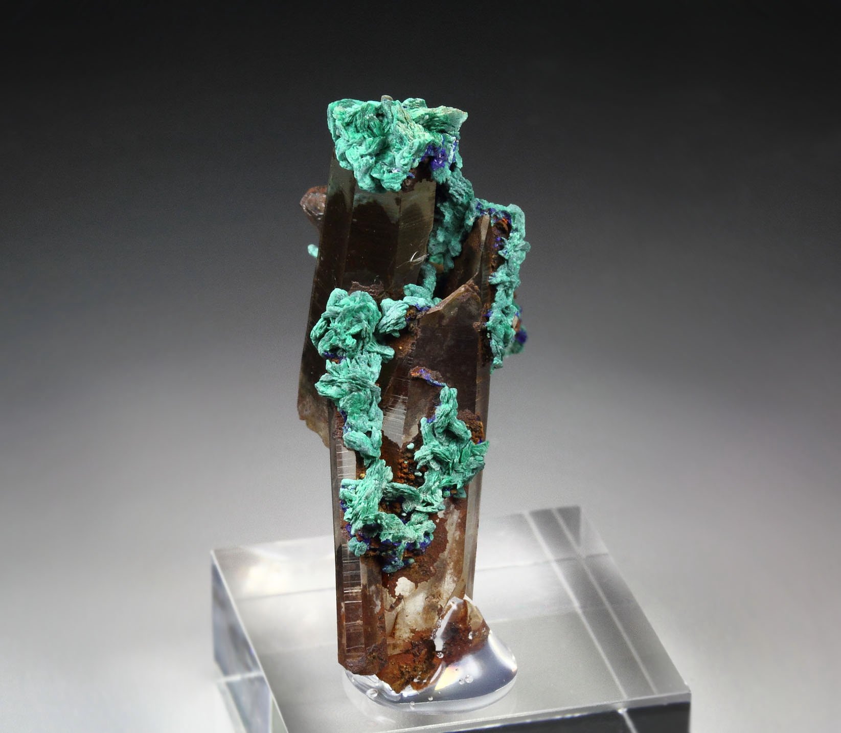 MALACHITE pseudomorph, AZURITE, QUARTZ