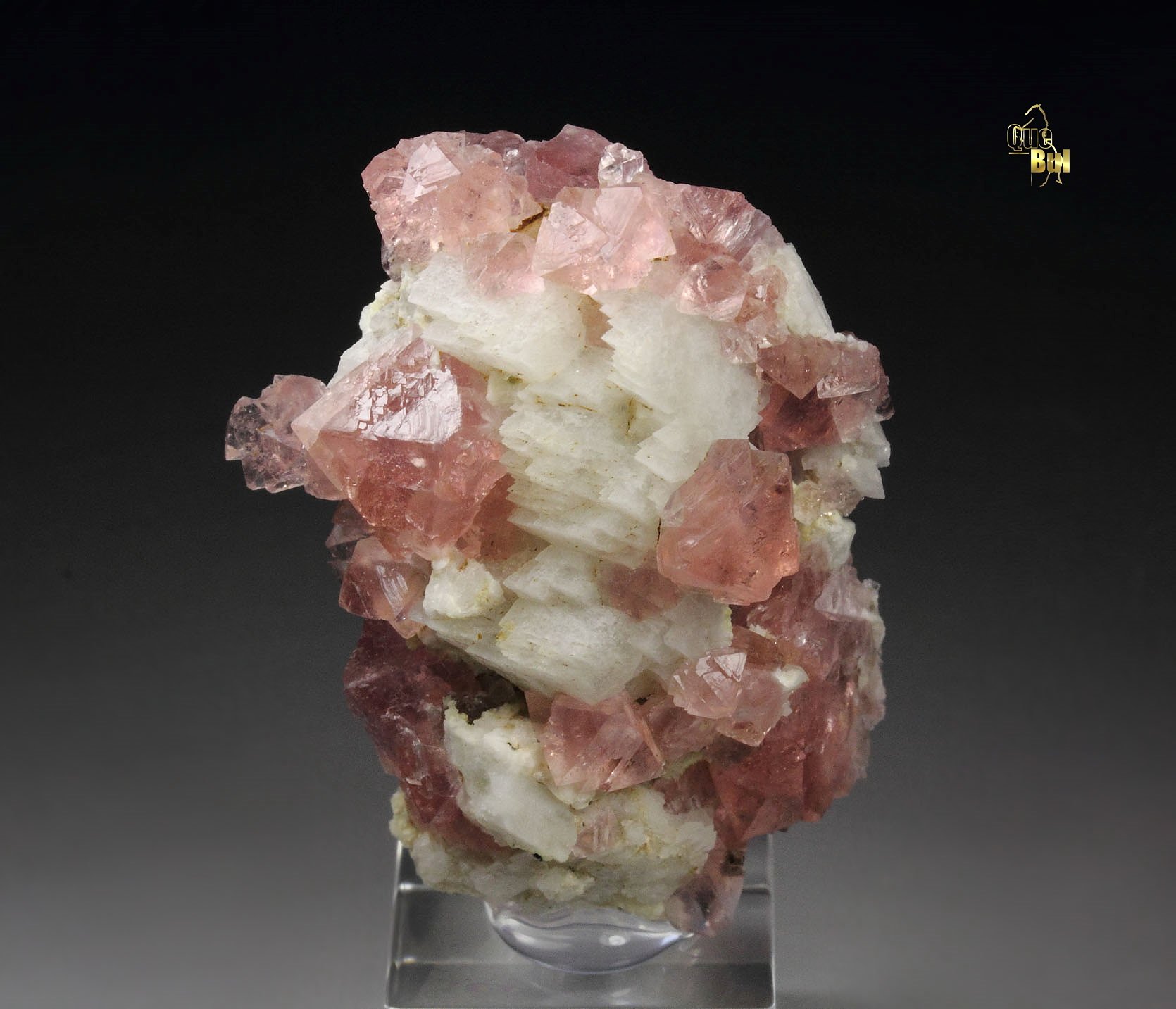 pink FLUORITE, K FELDSPAR var. ADULARIA