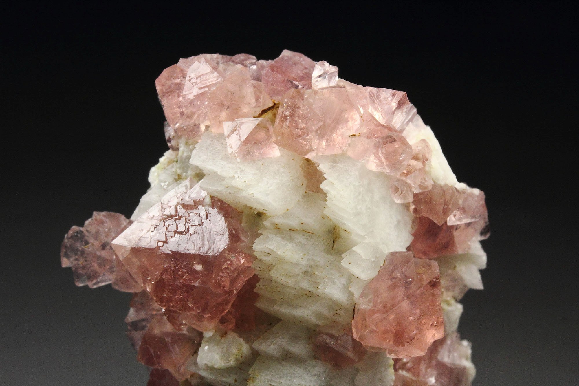 pink FLUORITE, K FELDSPAR var. ADULARIA