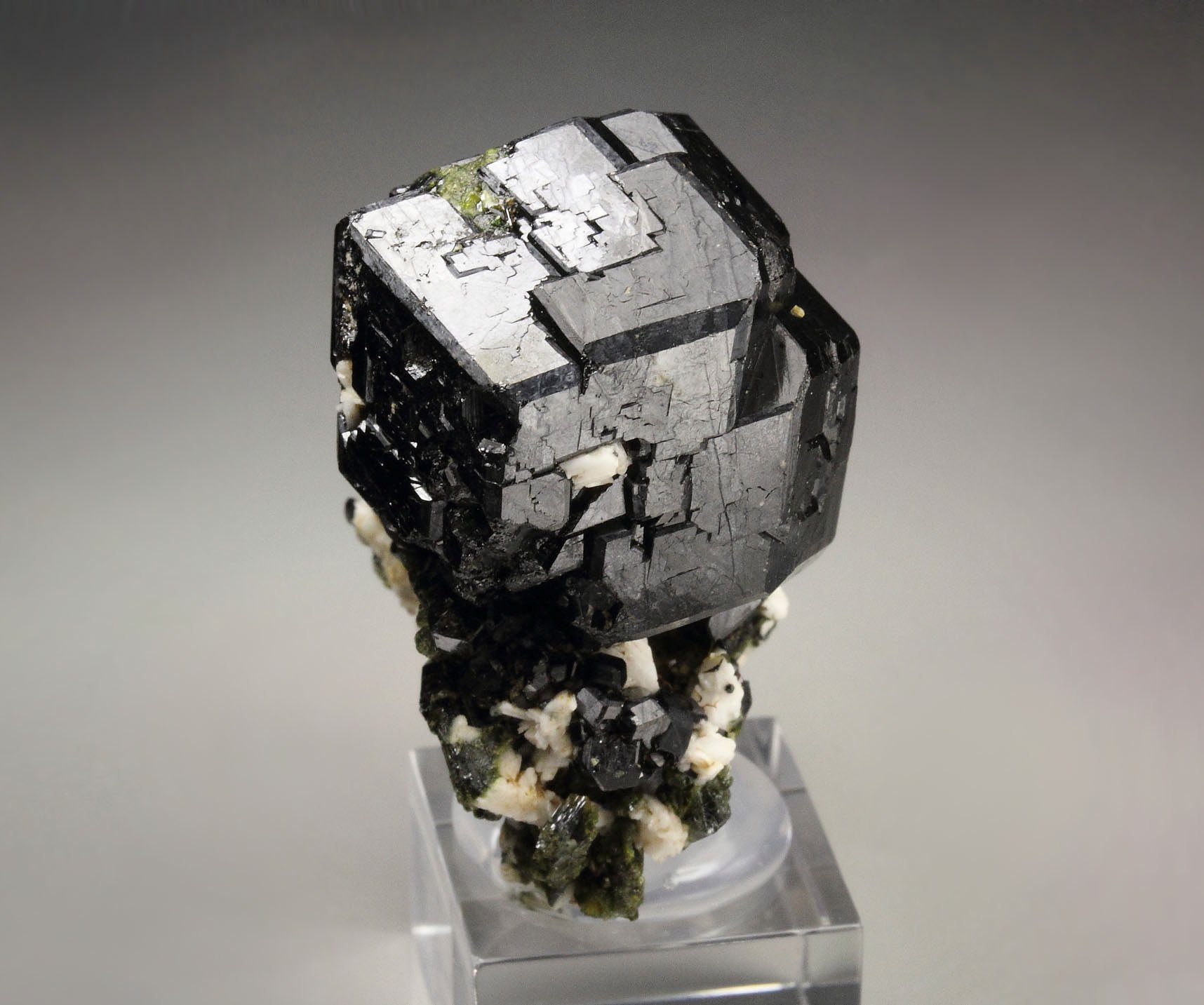 GARNET var. ANDRADITE var. MELANITE, FELDSPAR, EPIDOTE