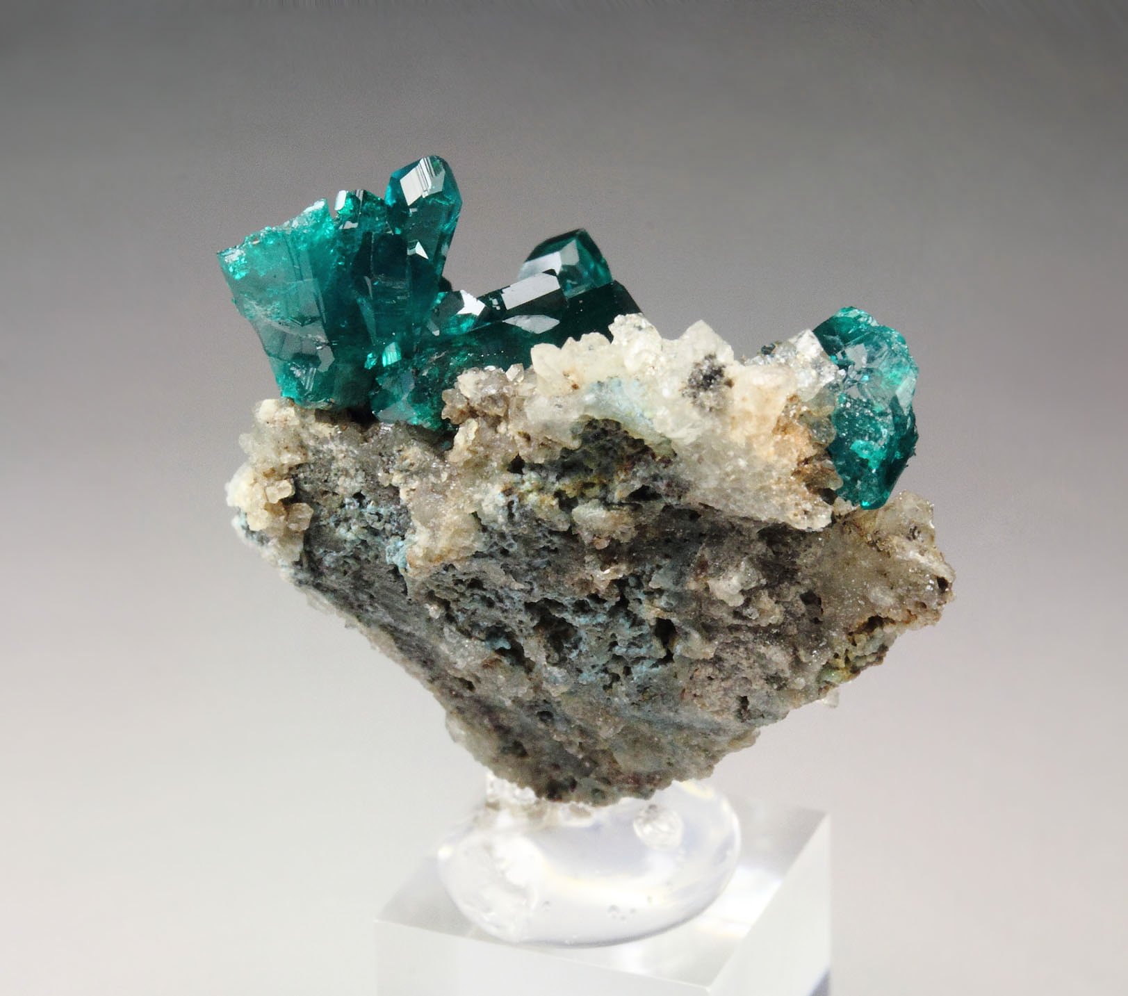 gem DIOPTASE bi-terminated, QUARTZ