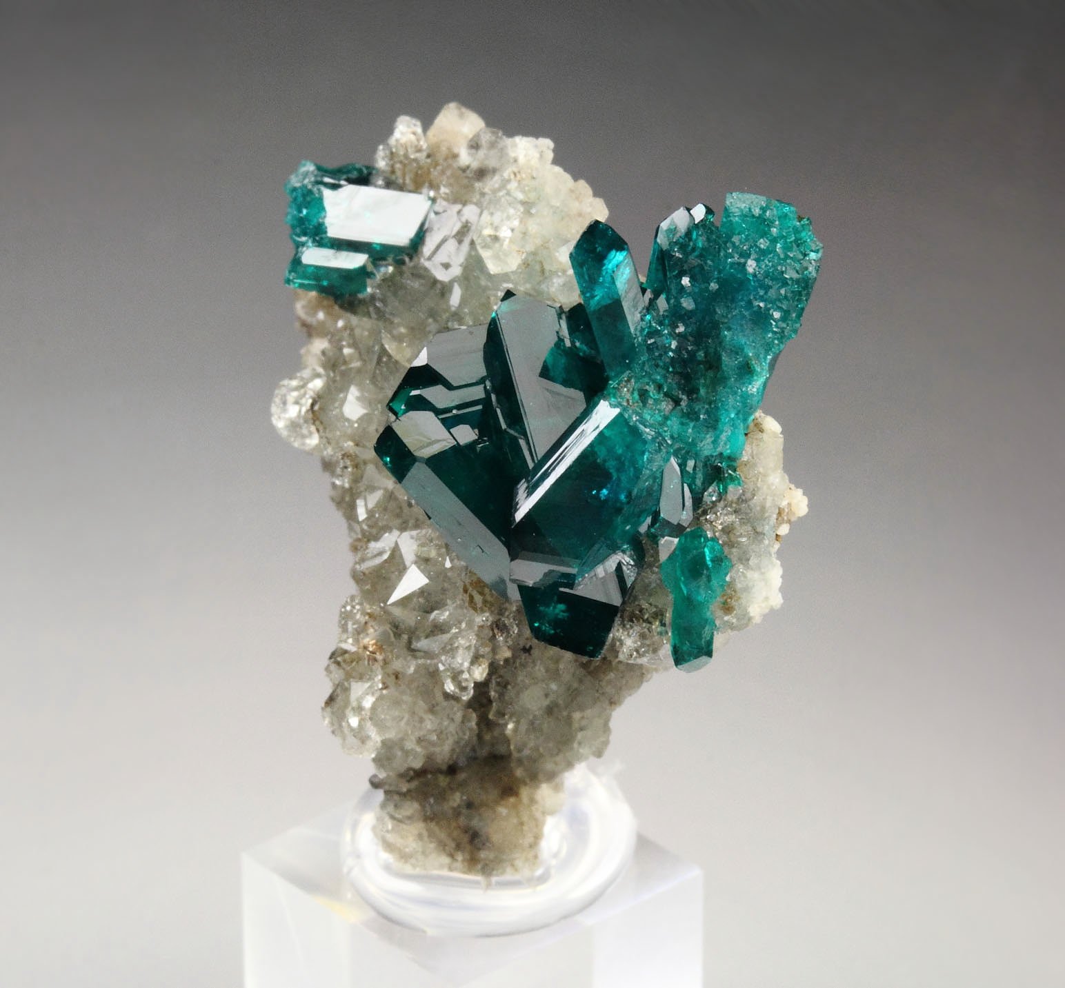 gem DIOPTASE bi-terminated, QUARTZ