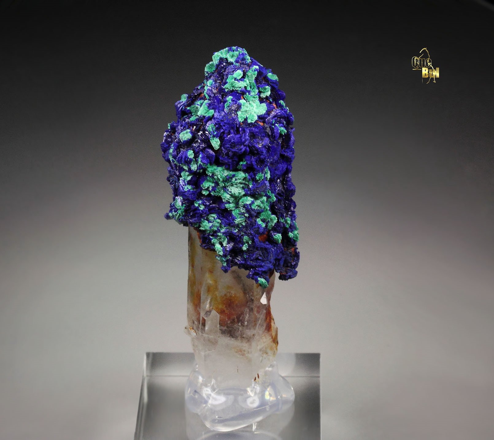 AZURITE, MALACHITE pseudomorph, QUARTZ