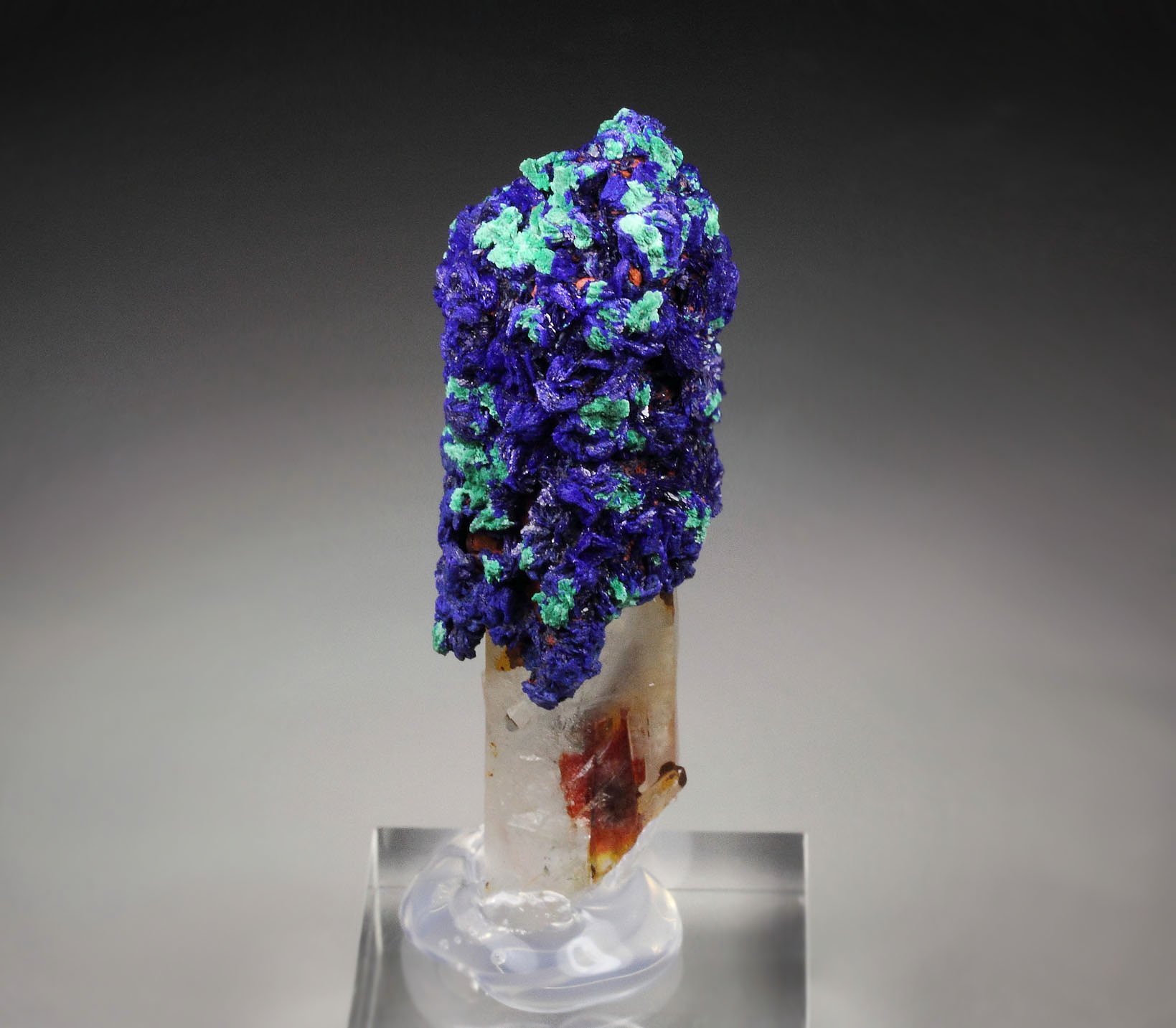 AZURITE, MALACHITE pseudomorph, QUARTZ