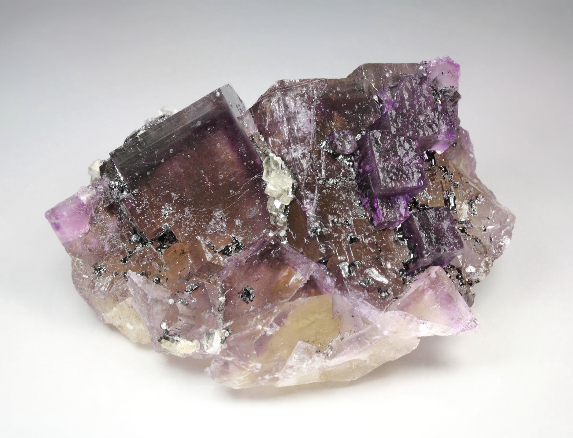 FLUORITE with PHANTOMS, CALCITE, SPHALERITE