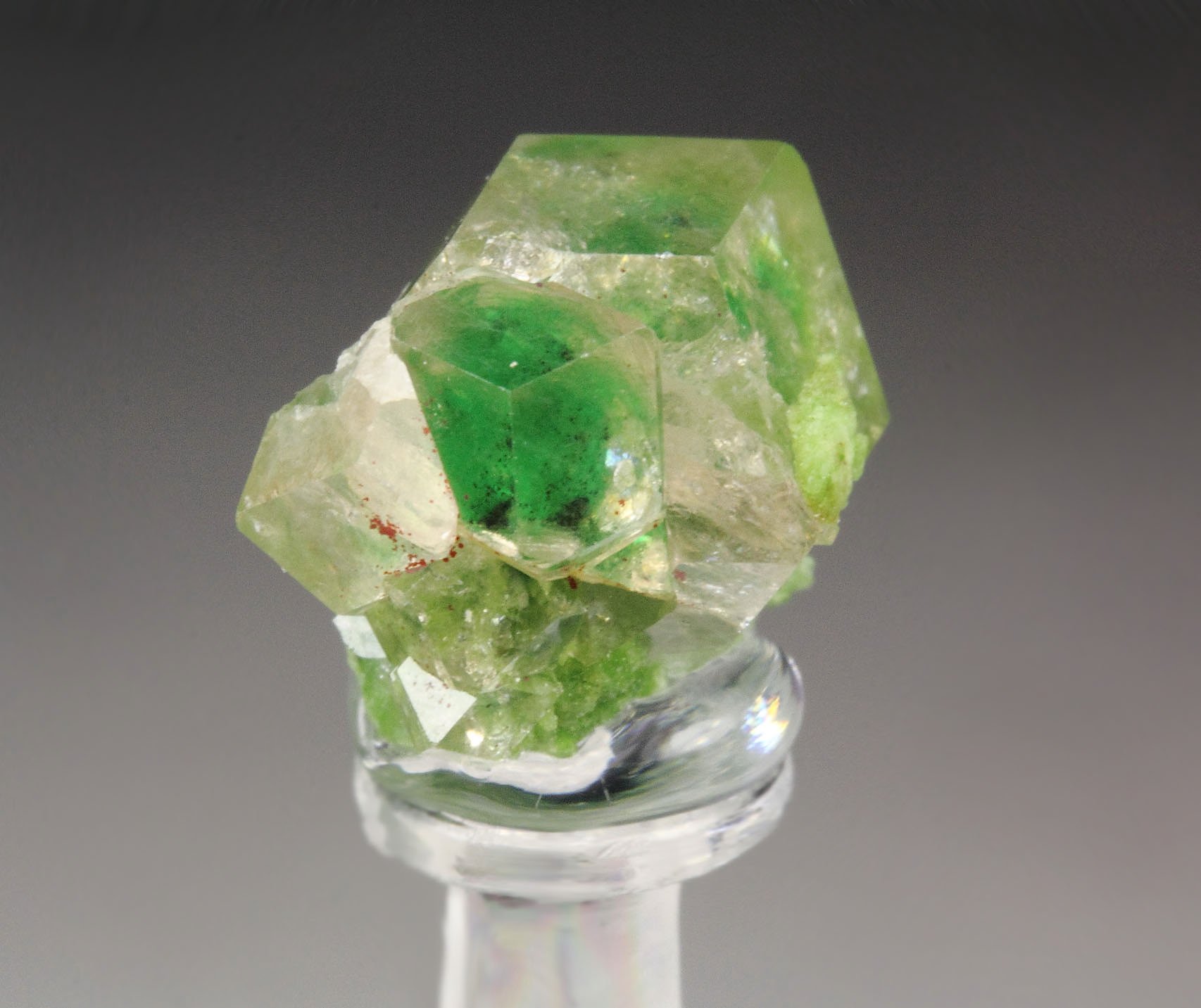 gem GARNET var. GROSSULAR with GREEN CHROMIAN PHANTOMS