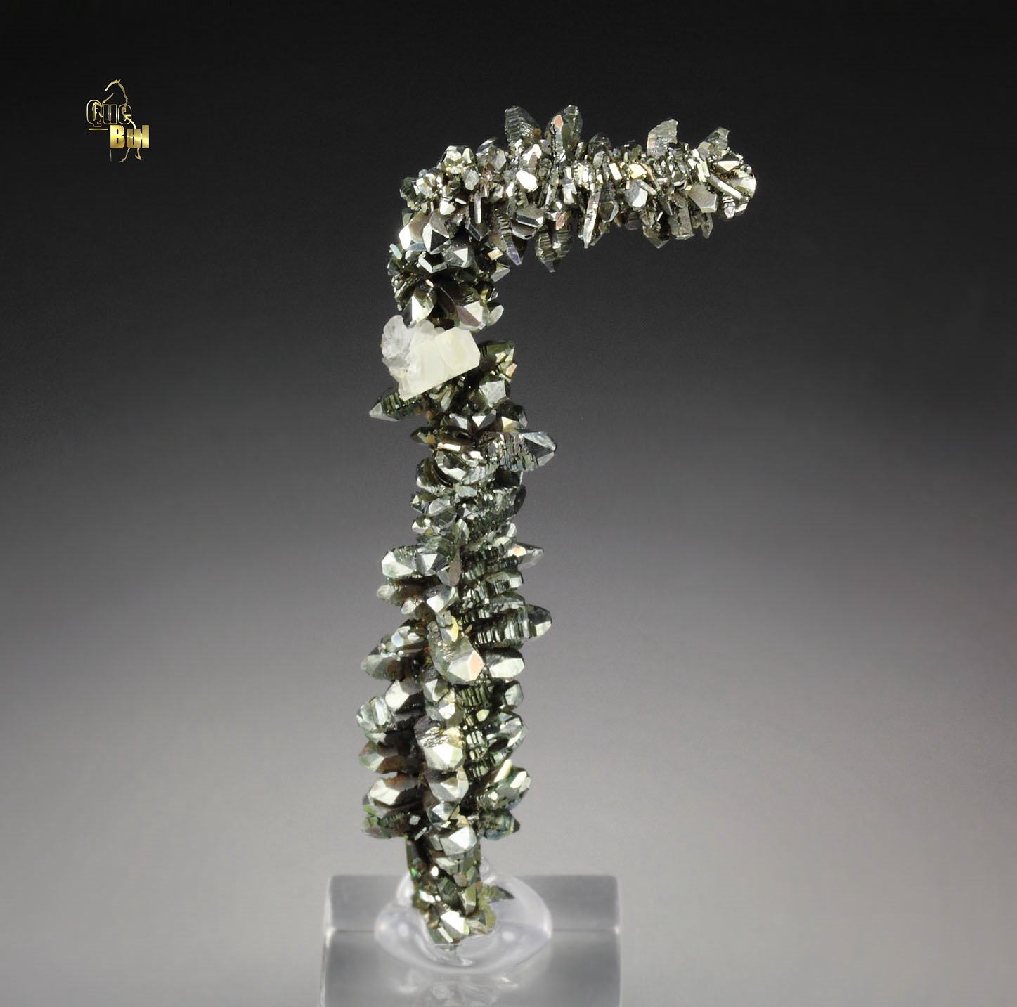 bent MARCASITE stalactite, CALCITE