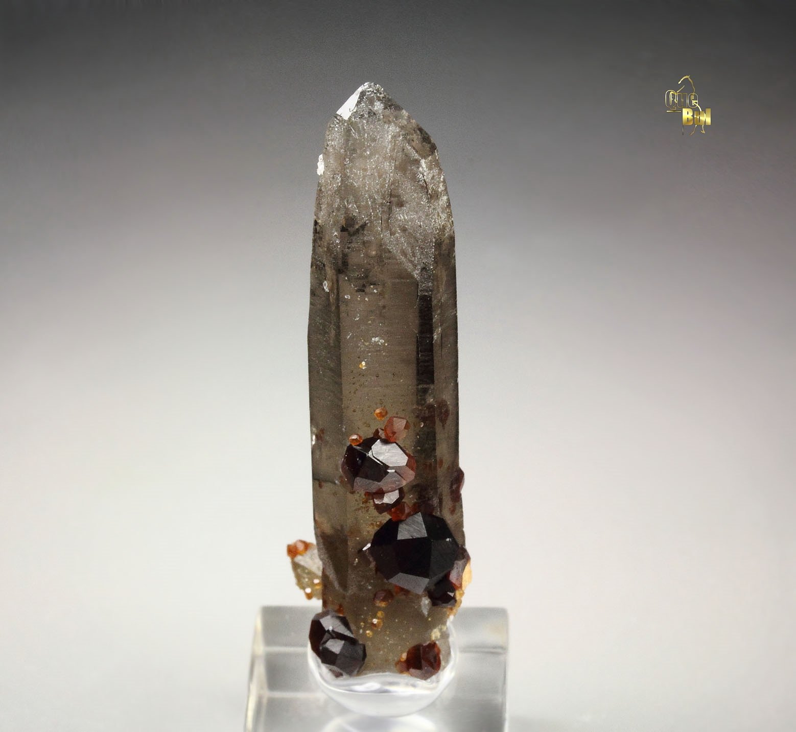 GARNET var. SPESSARTINE, QUARTZ var. SMOKY