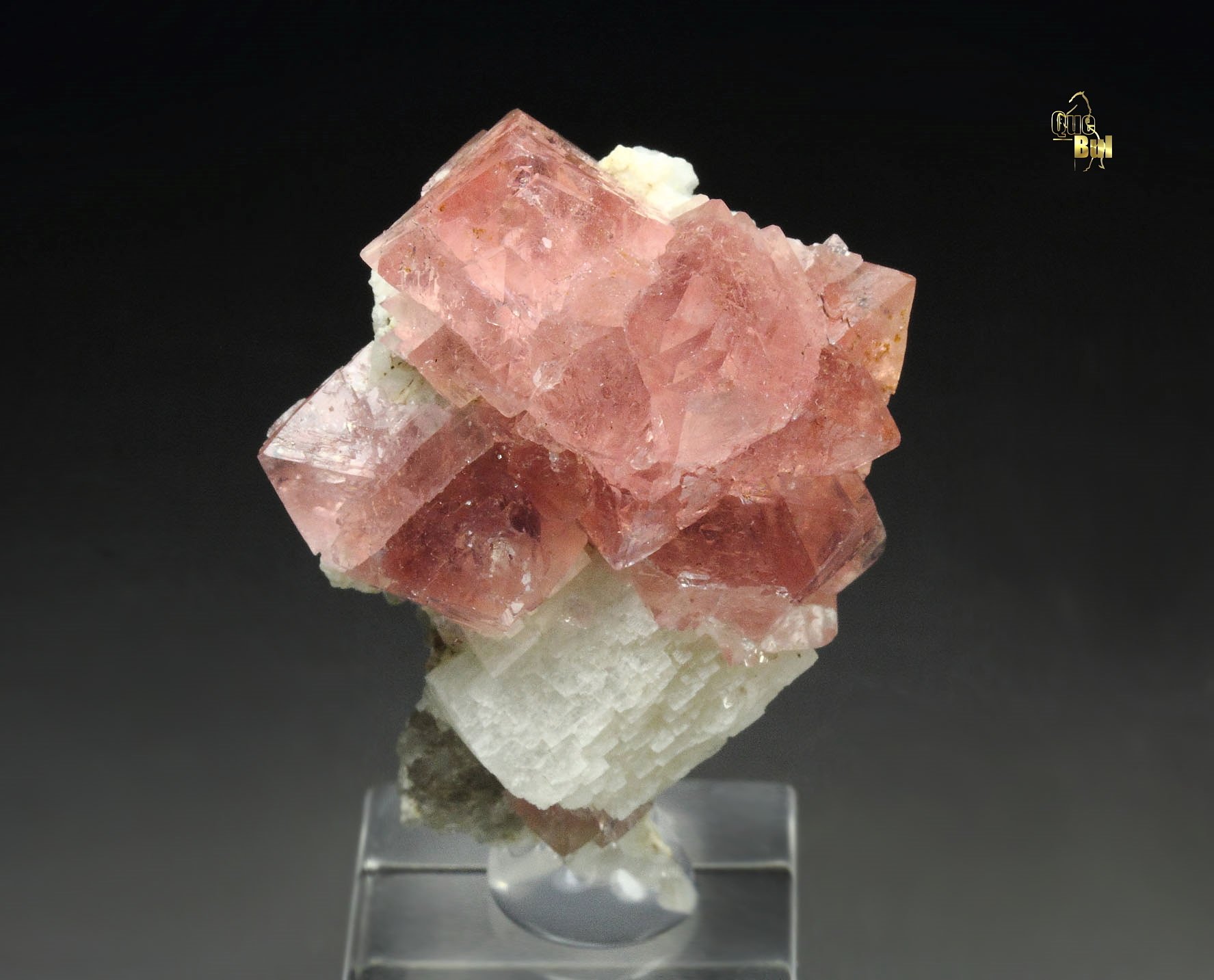 pink FLUORITE, K FELDSPAR var. ADULARIA