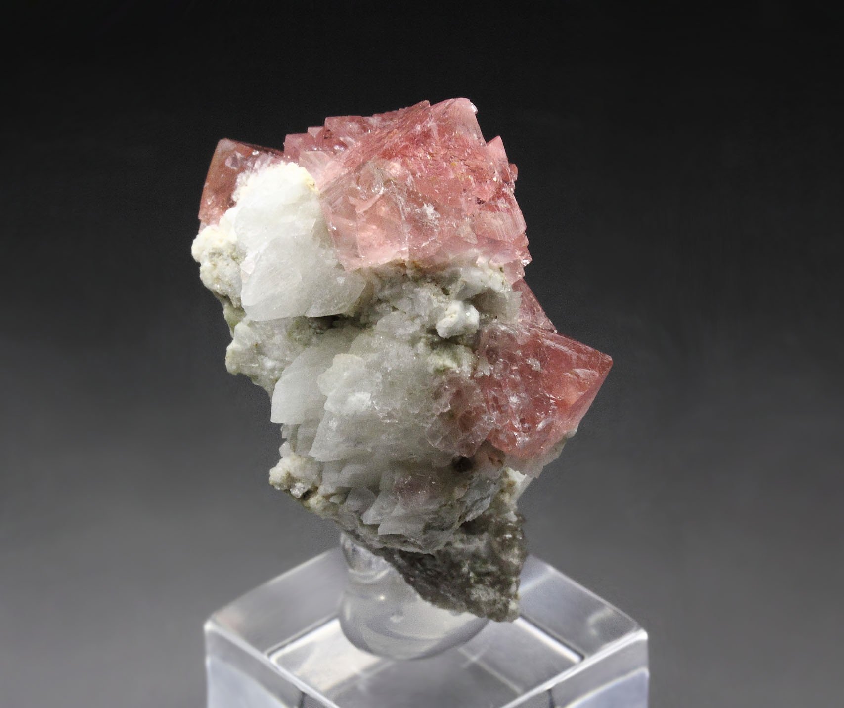 pink FLUORITE, K FELDSPAR var. ADULARIA