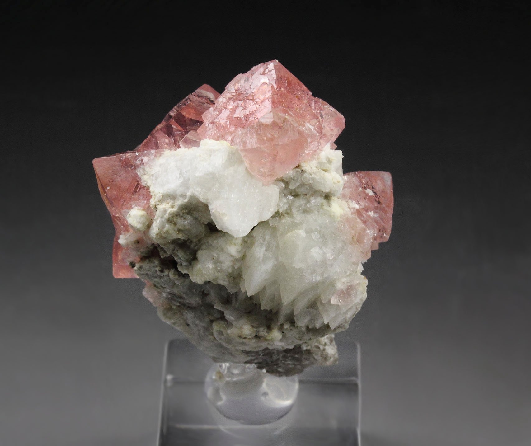 pink FLUORITE, K FELDSPAR var. ADULARIA