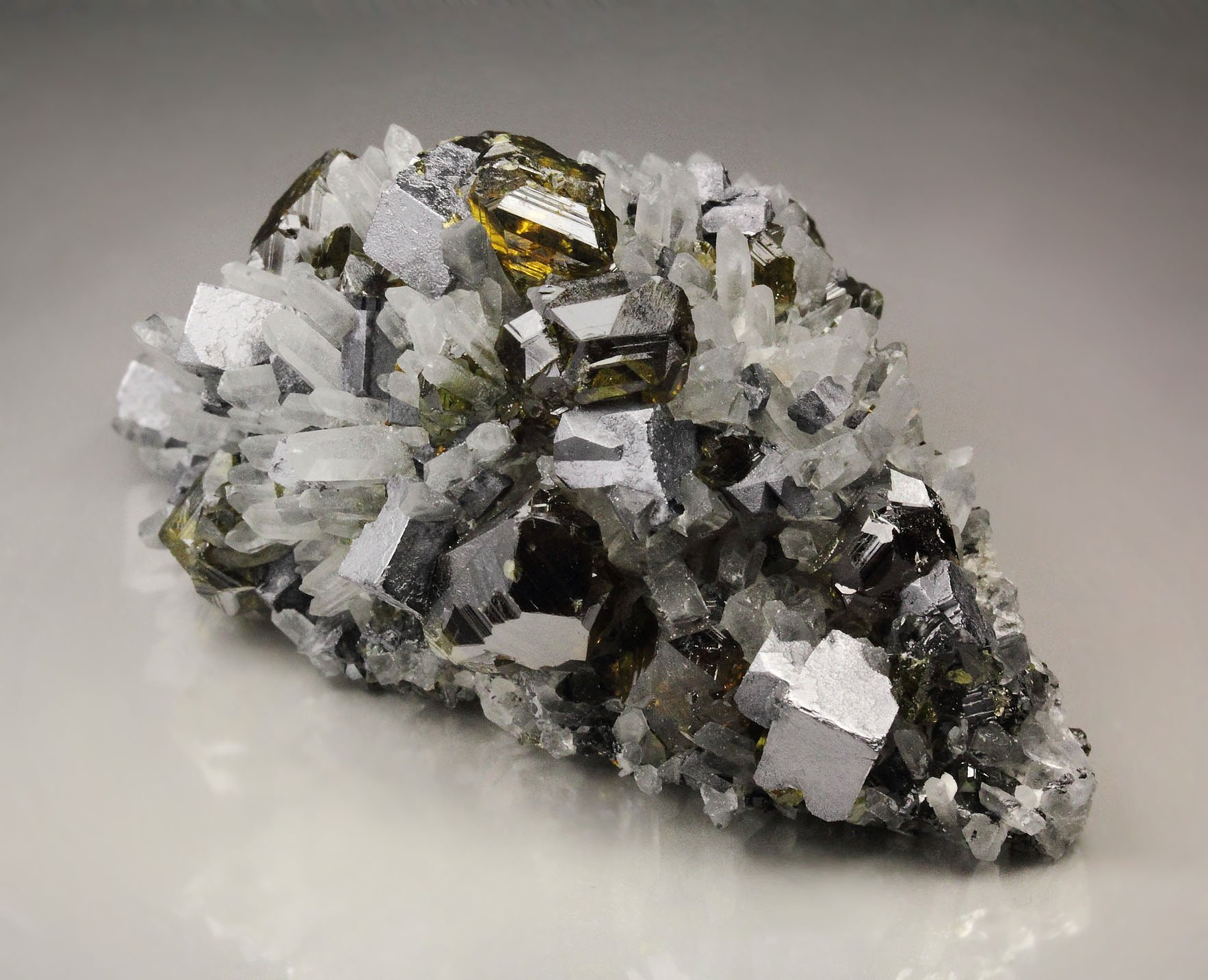 gem SPHALERITE var. CLEIOPHANE, GALENA, QUARTZ