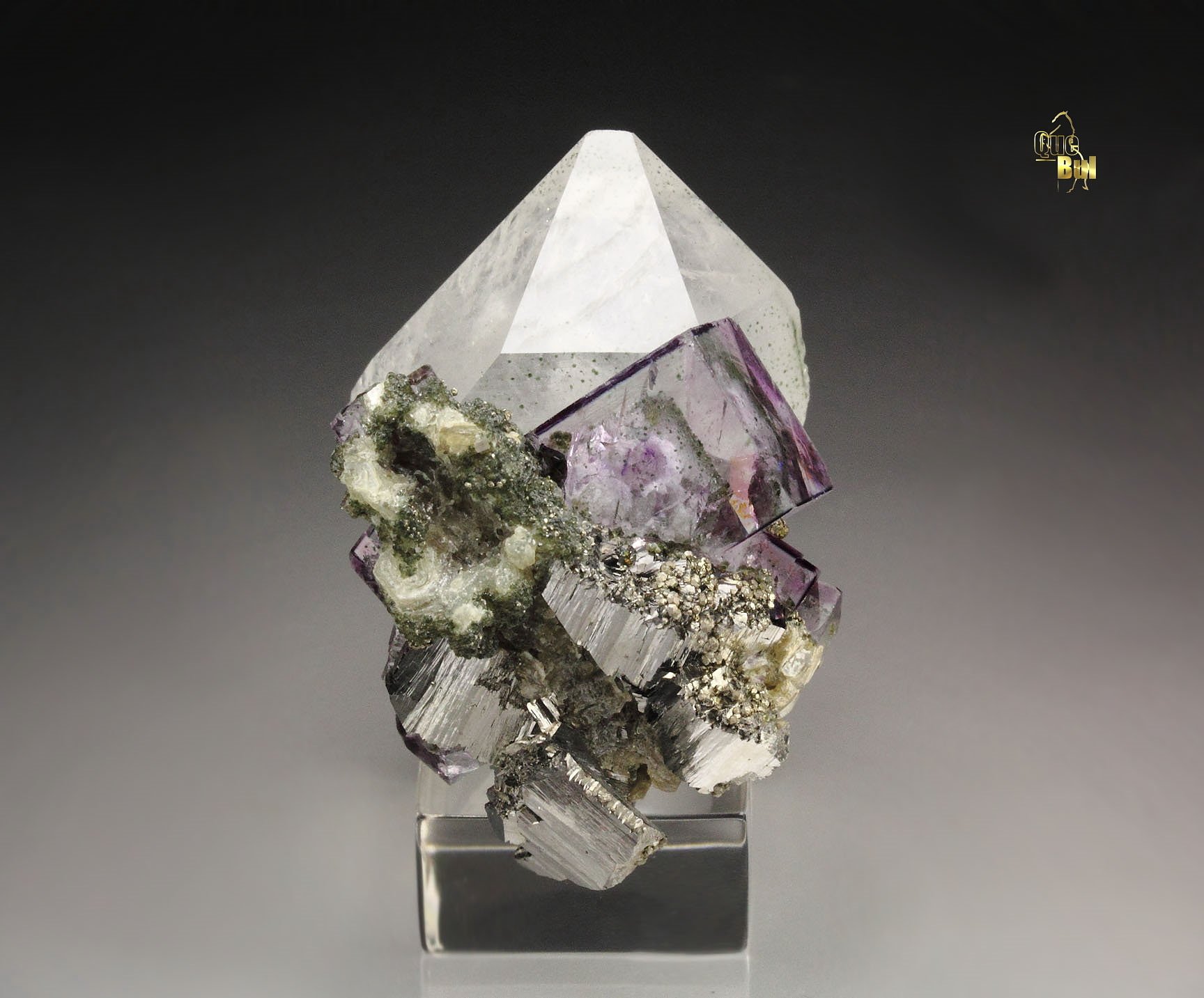 FLUORITE with phantoms, ARSENOPYRITE, QUARTZ