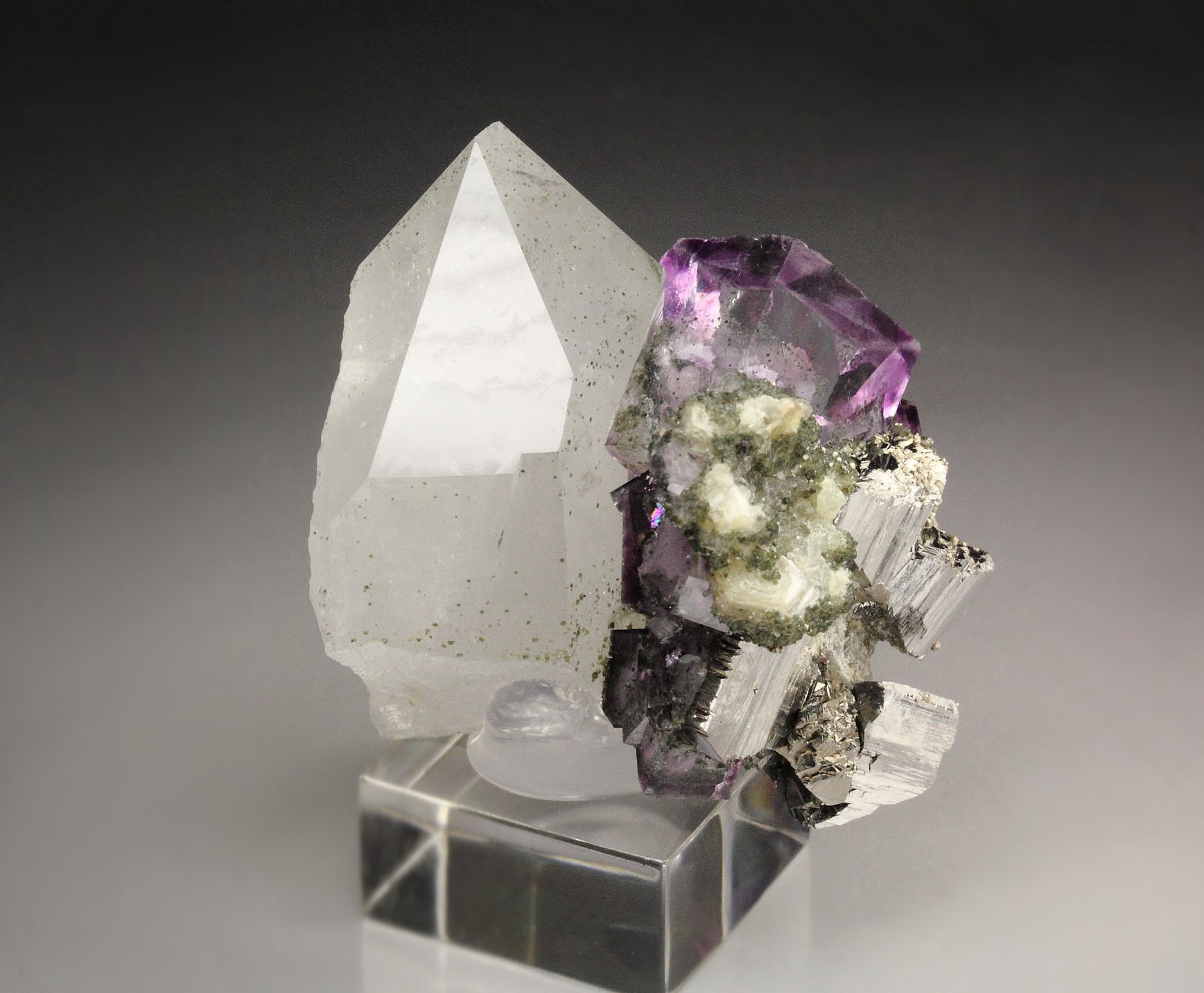 FLUORITE with phantoms, ARSENOPYRITE, QUARTZ