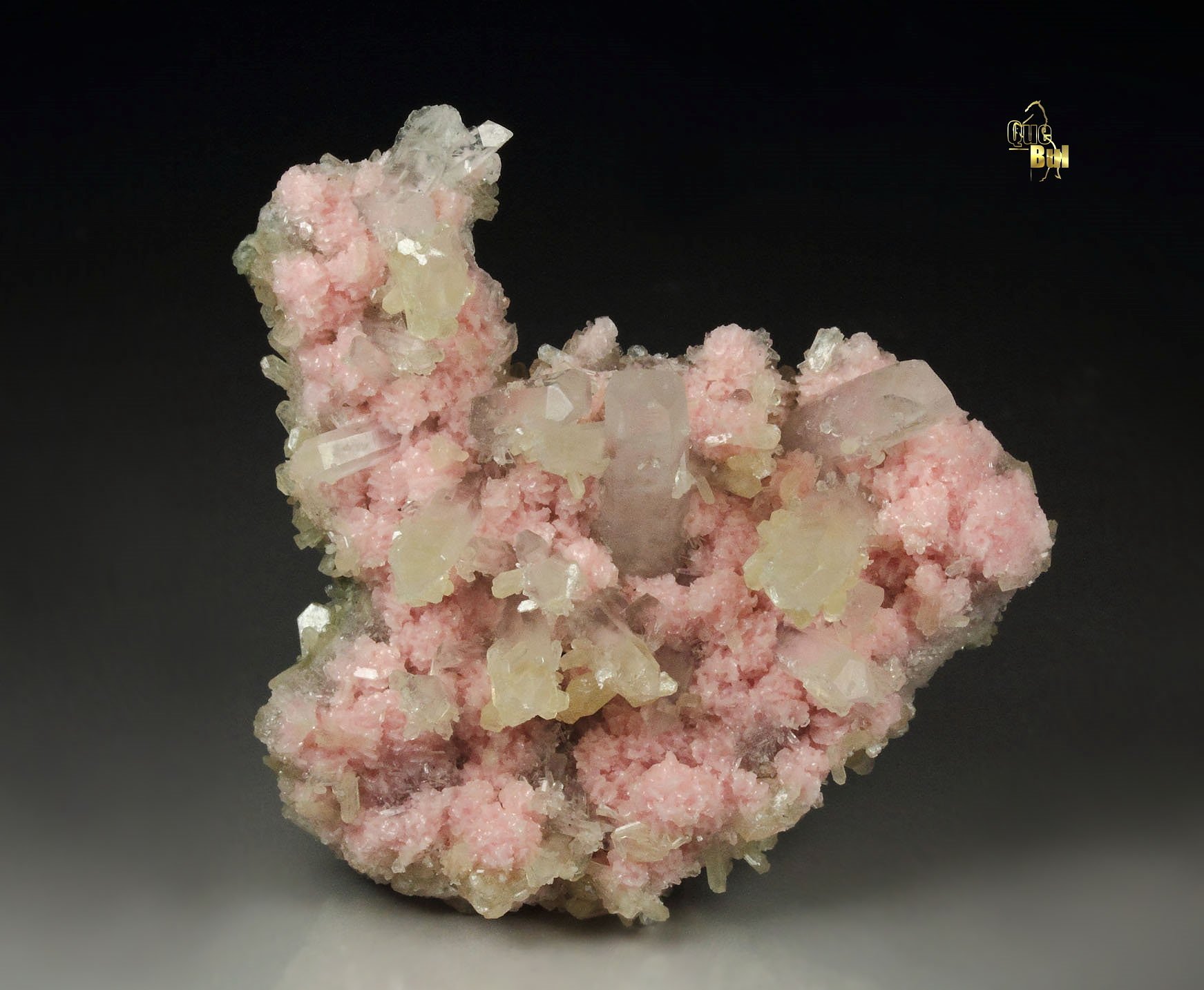 RHODOCHROSITE, STILBITE, QUARTZ