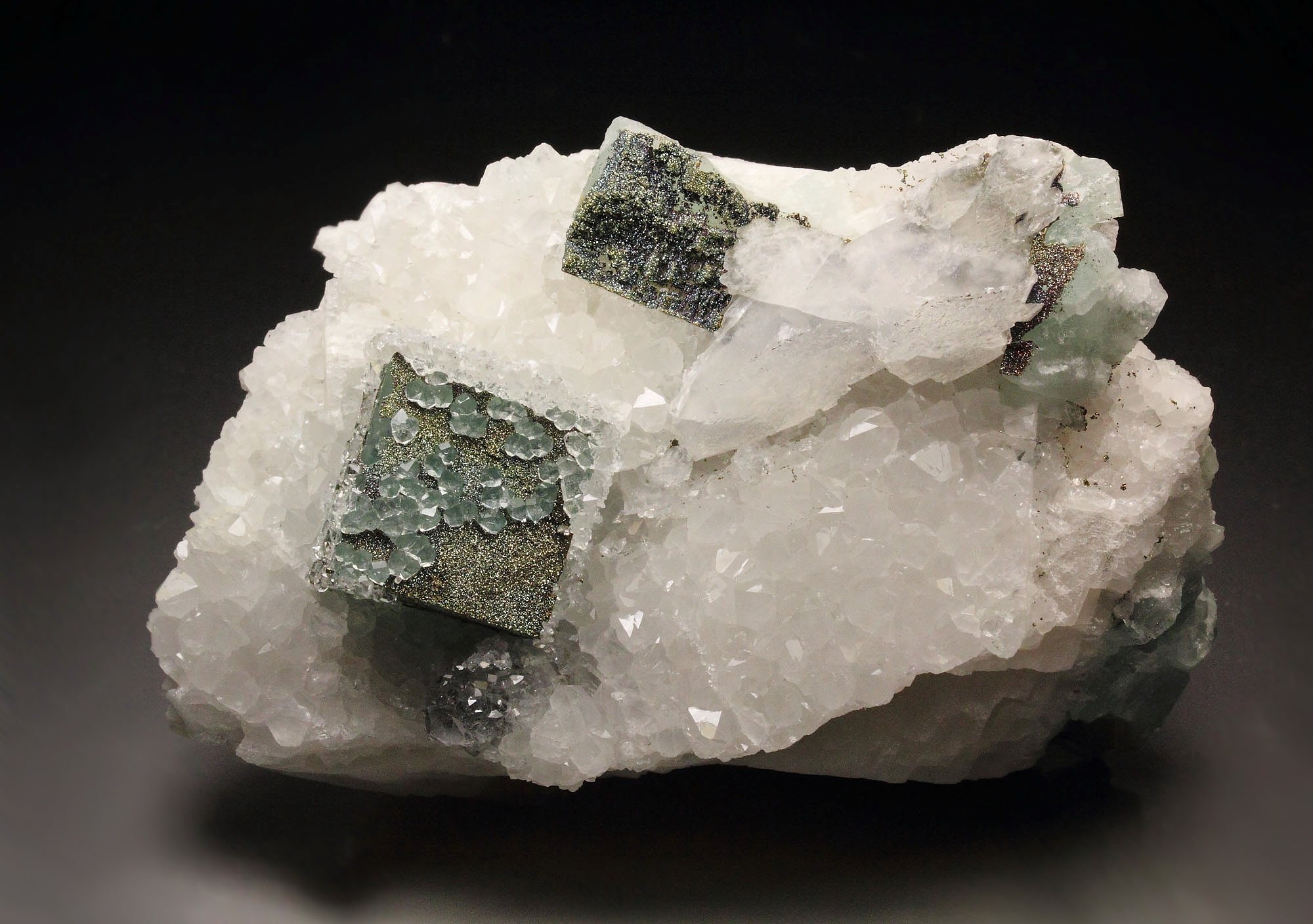 FLUORITE, PYRITE, QUARTZ, CALCITE